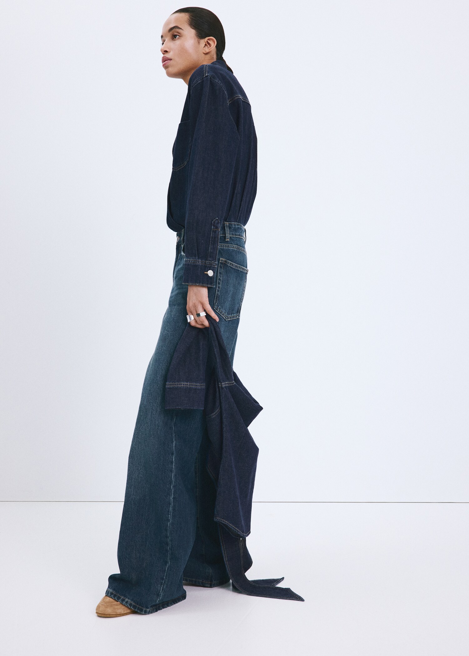 Denim jumpsuit met knopen - Overzichtstekening