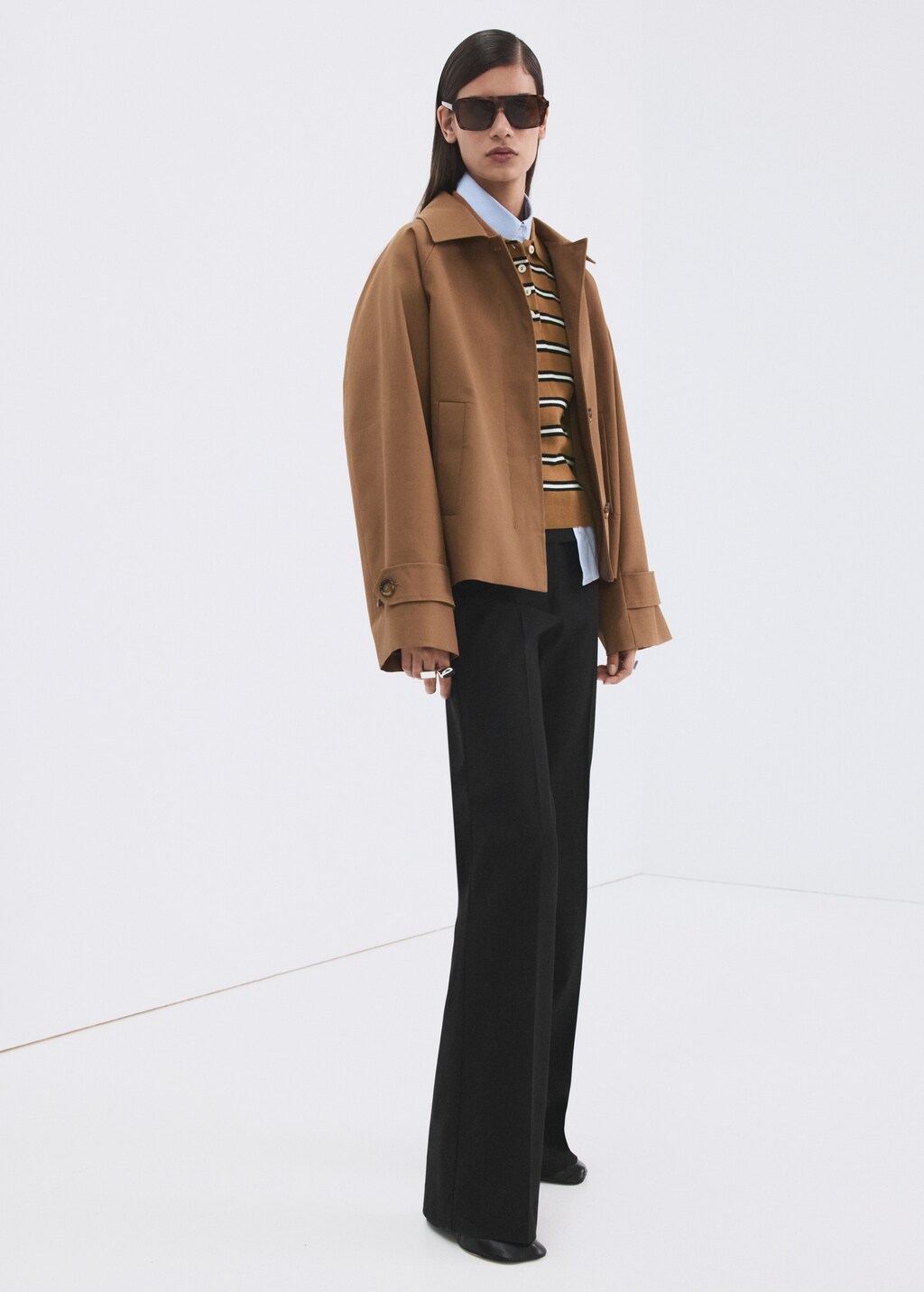 Striped polo-neck sweater