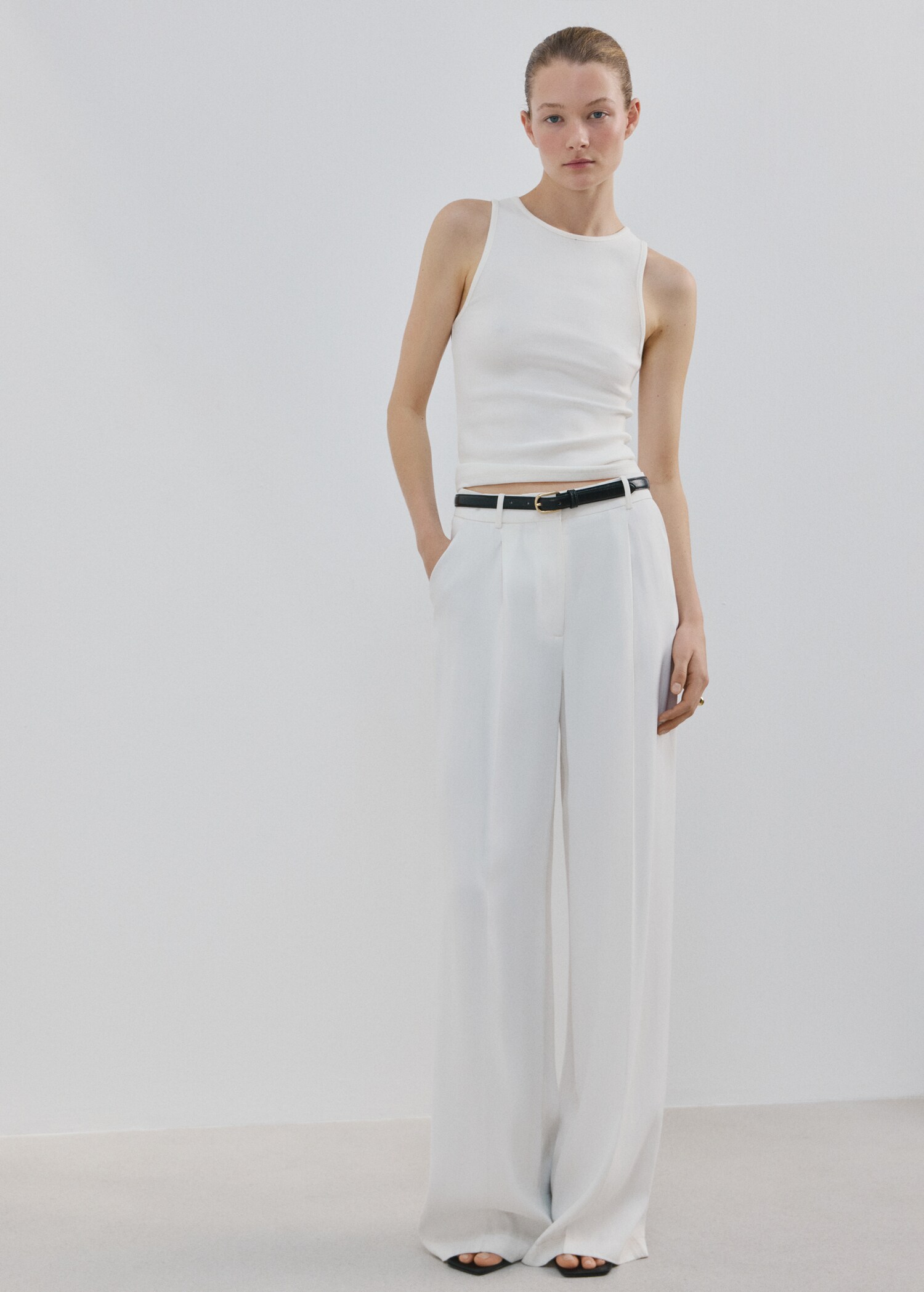 Ribbed cotton-blend top - General plane