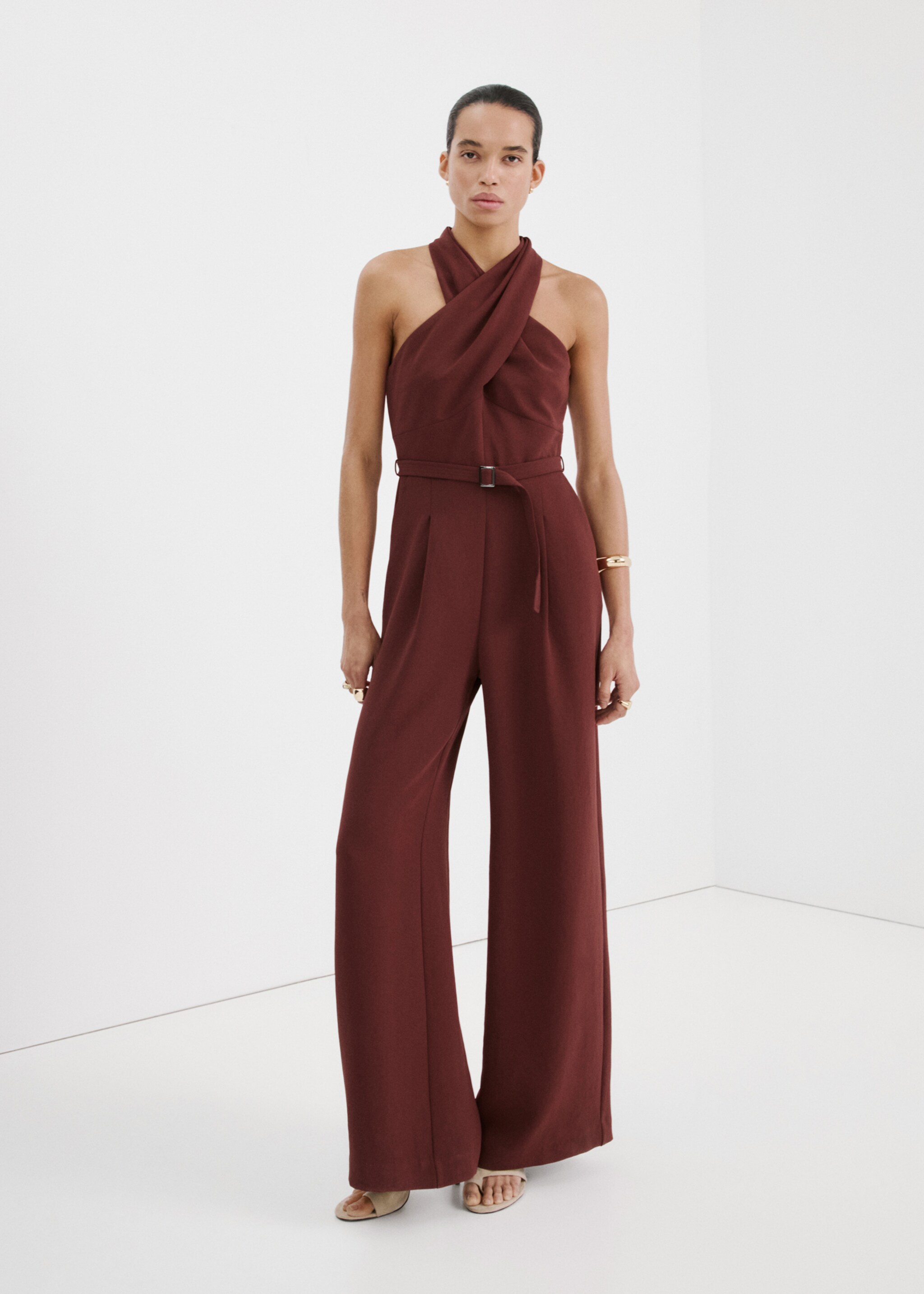 Belt wrap jumpsuit - General plane, Maroon. Ref: 27065833-00.