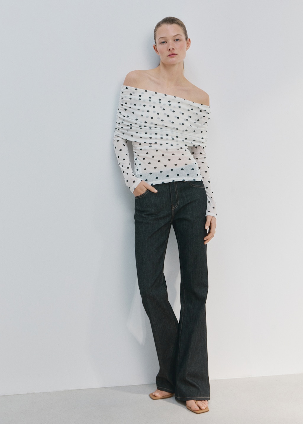 Polka-dot strapless shirt - image 2