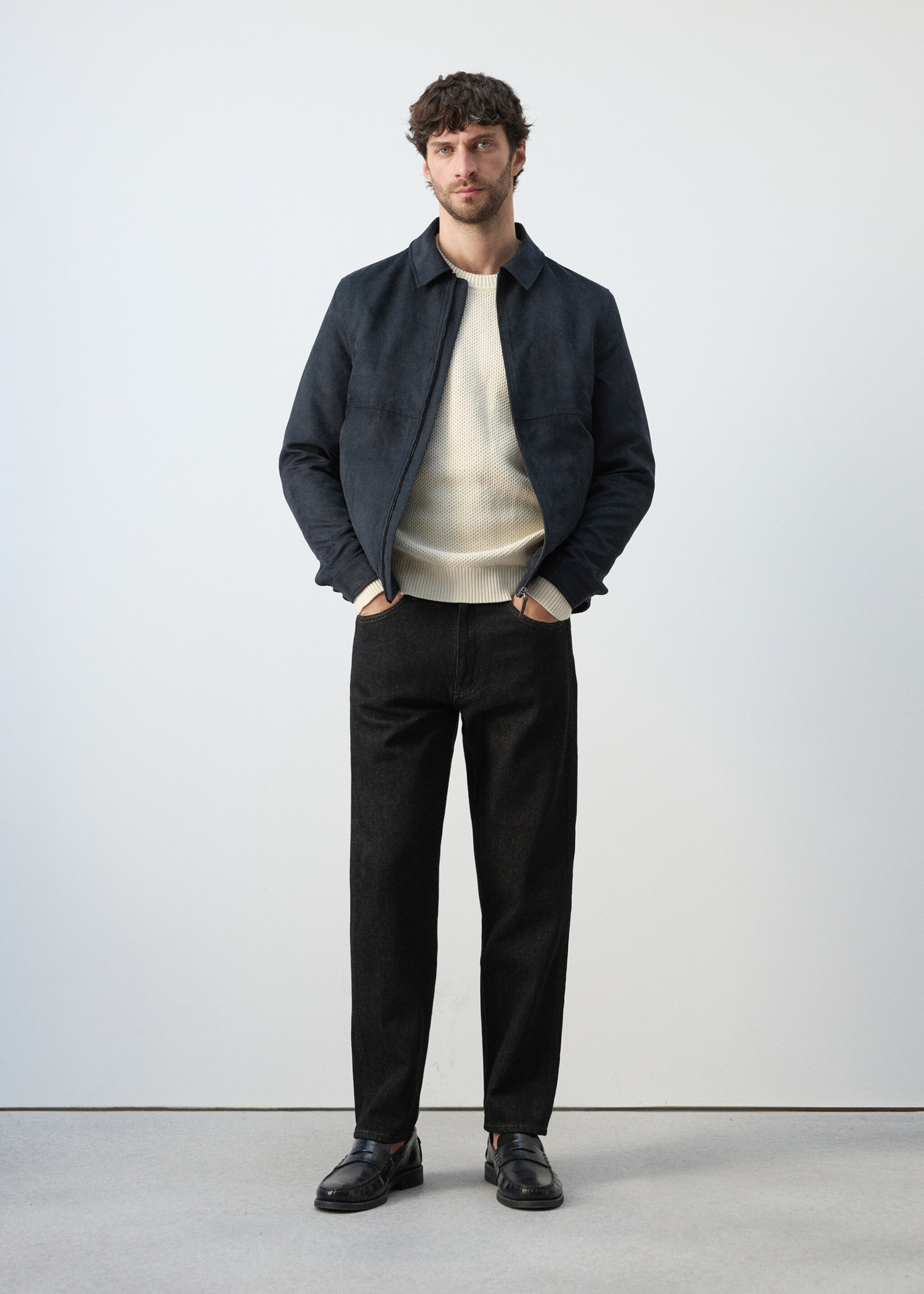 Suede effect jacket - General plane, Navy. Ref: 27065928-00.