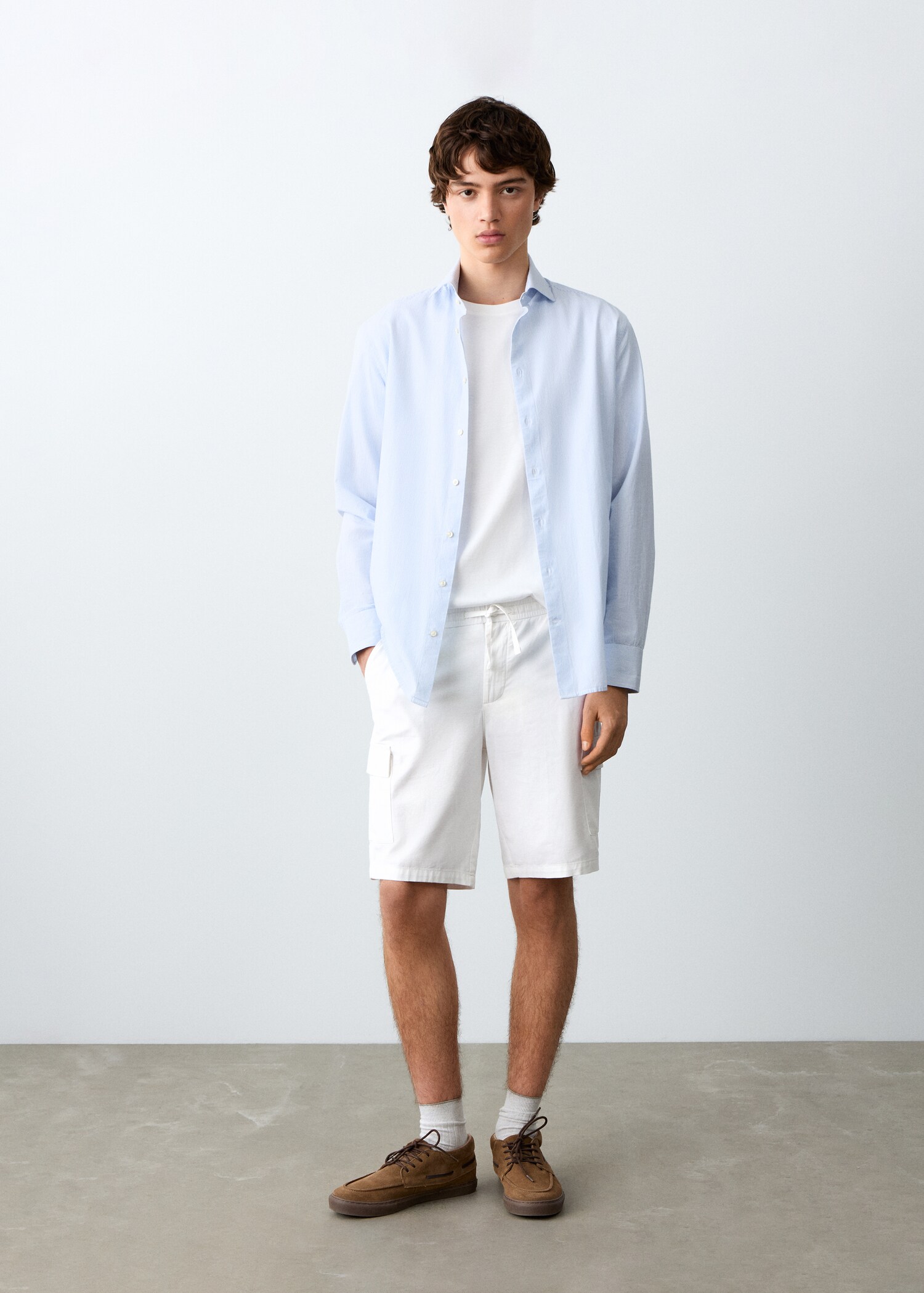 Cotton linen cargo shorts - General plane