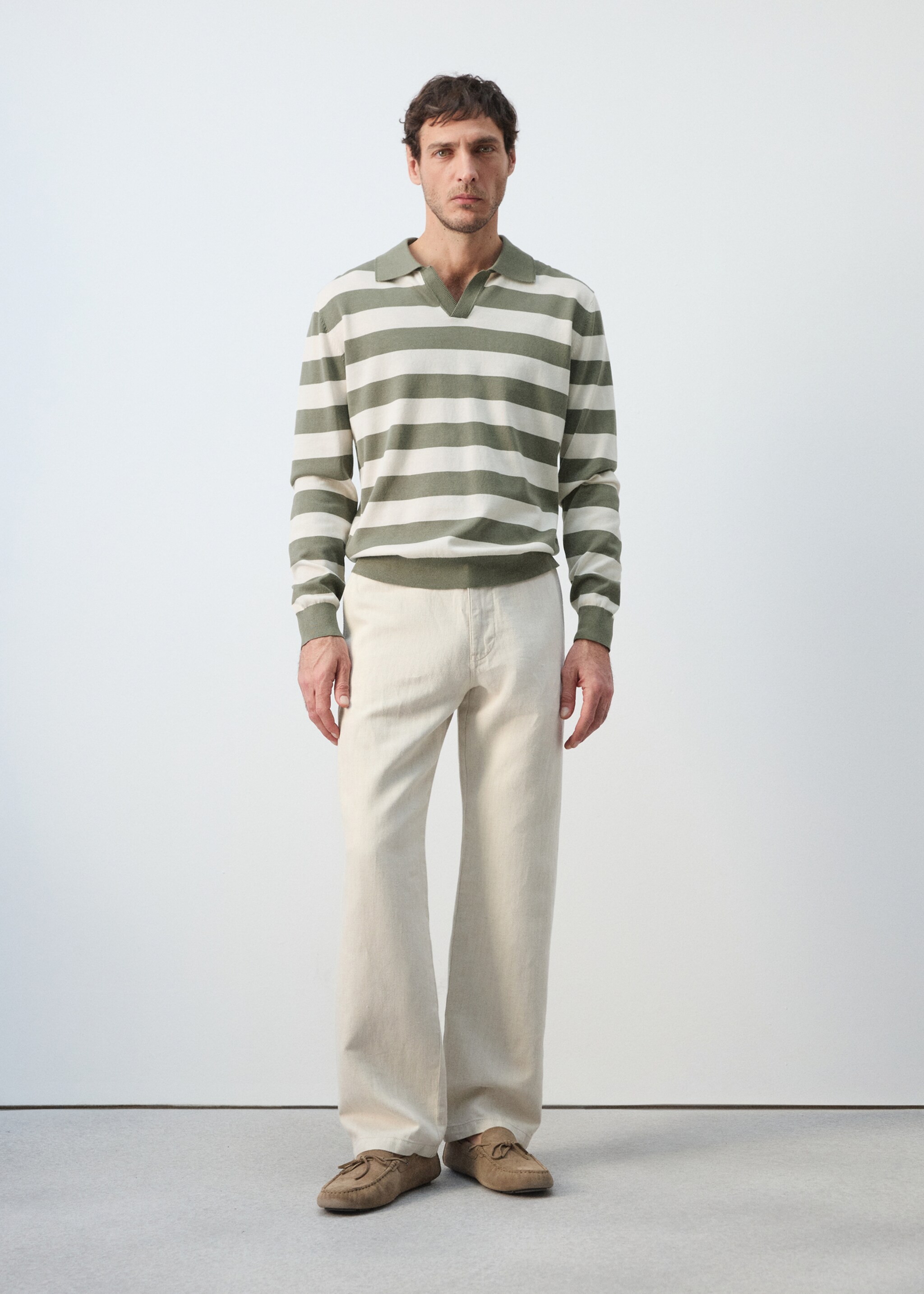 100% cotton fine knit polo jumper - General plane, Forest Green. Ref: 27065937-00.