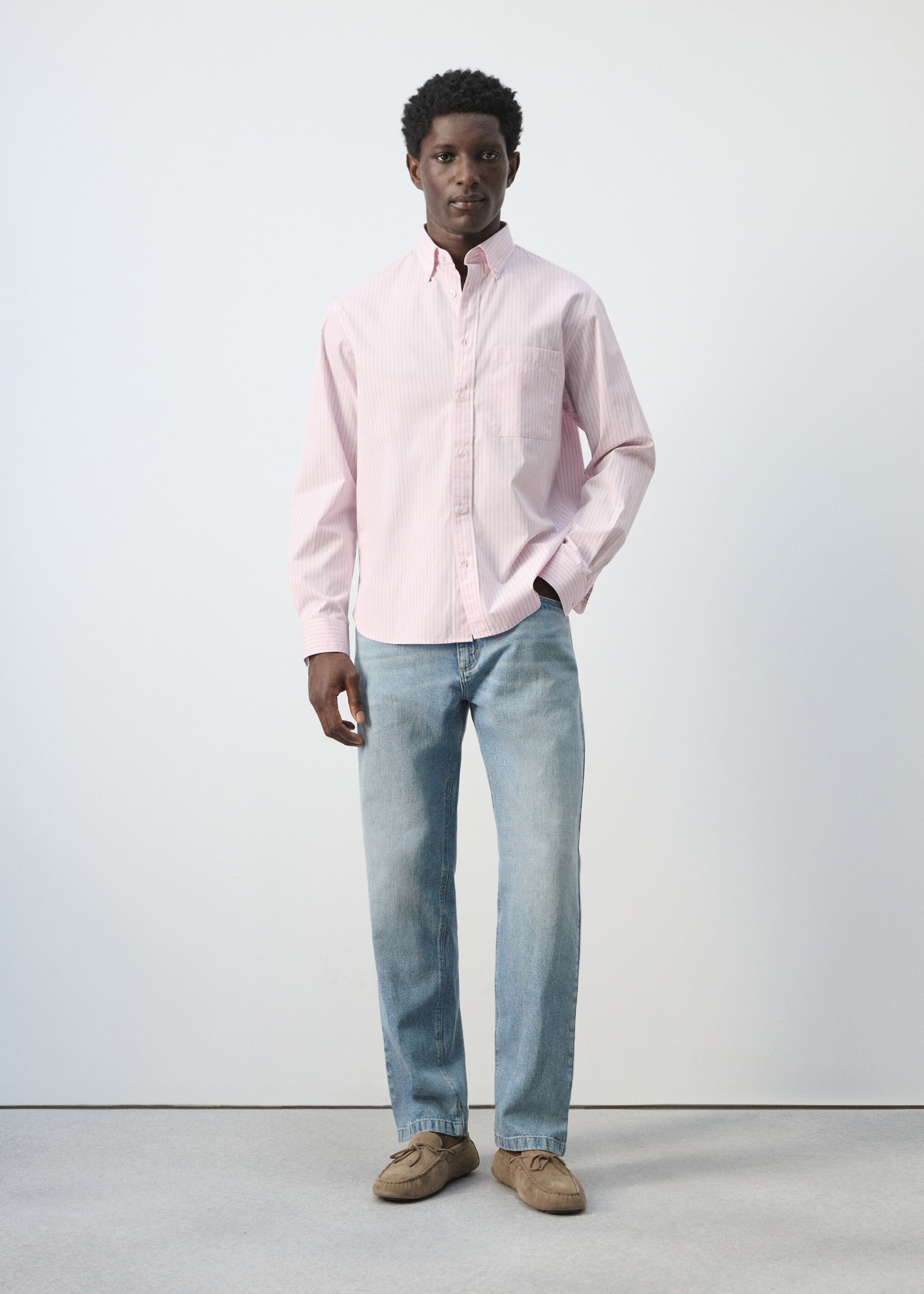 100% cotton relaxed fit striped shirt - General plane, Pastel Pink. Ref: 27065945-00.