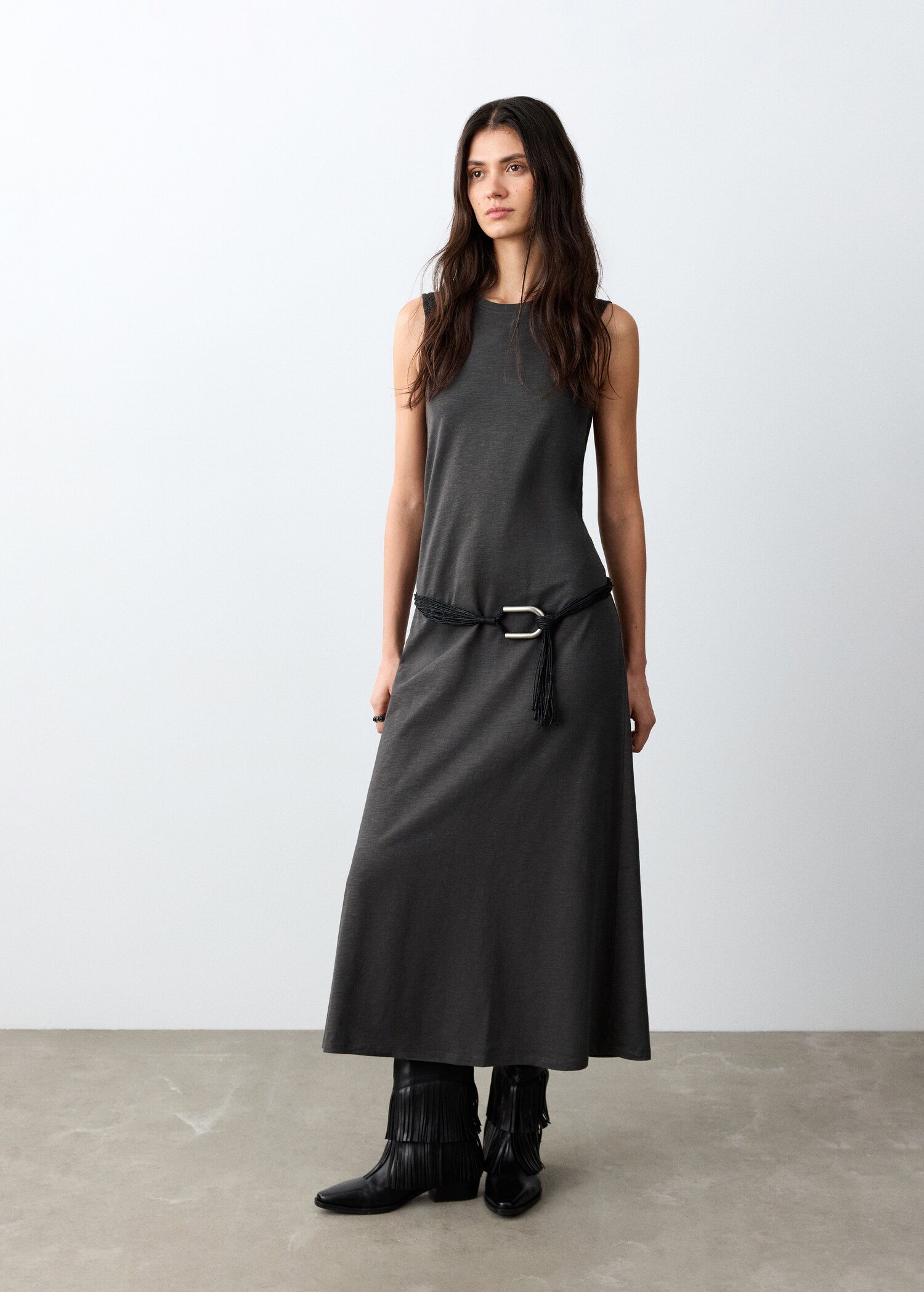 Maxi dress with slit details - General plane