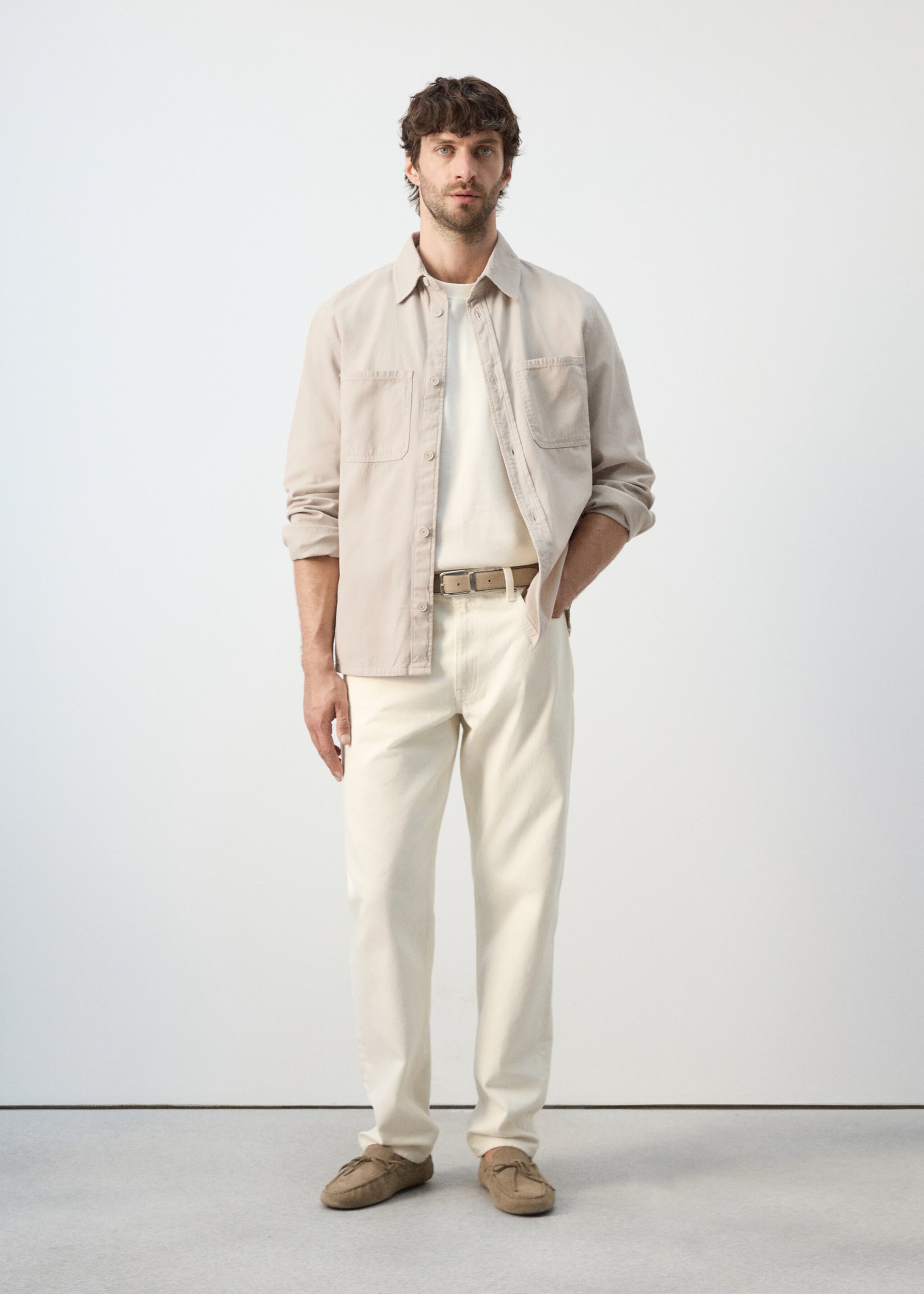 100% cotton overshirt with pockets - General plane, Sand. Ref: 27065968-00.