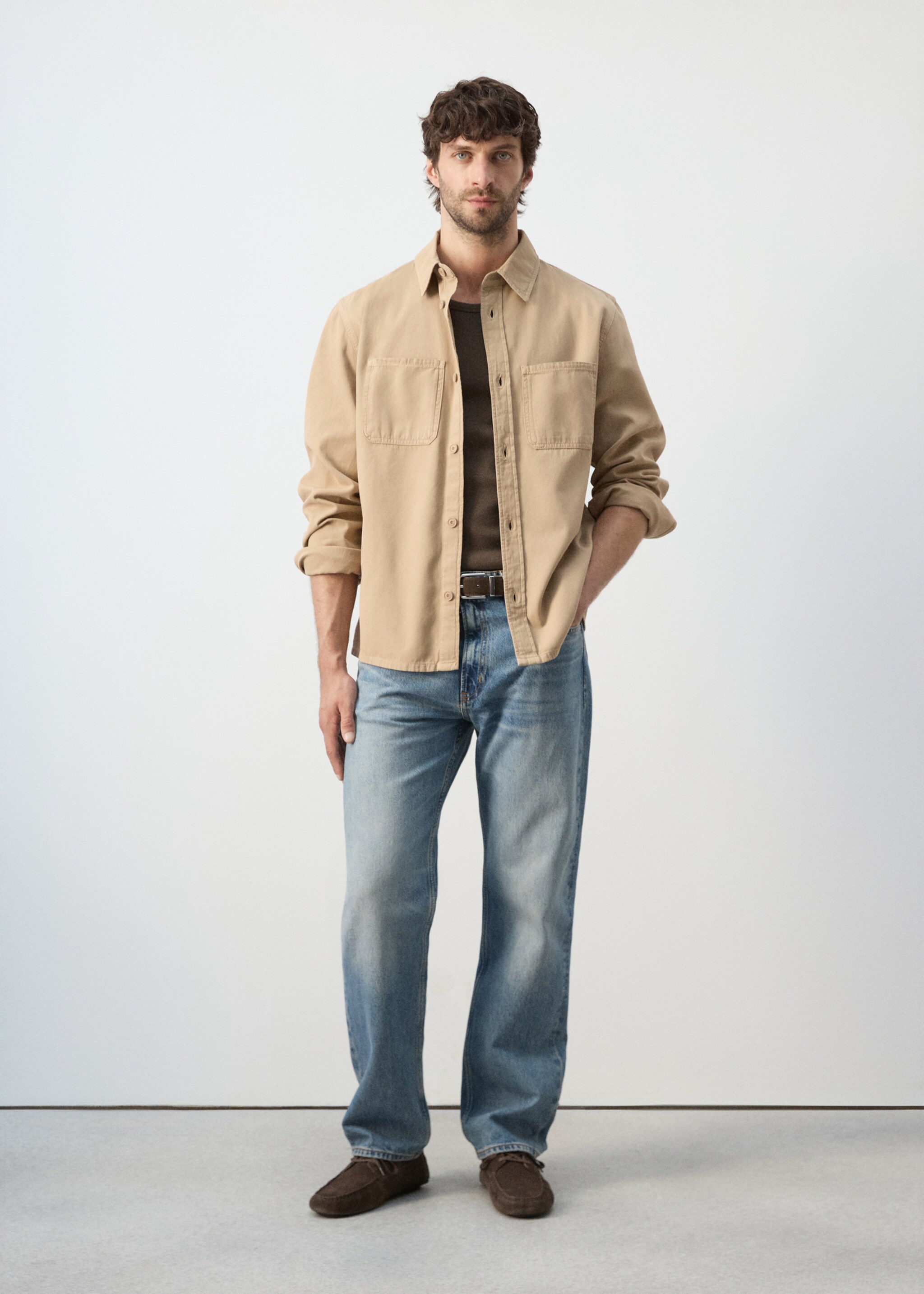 100% cotton overshirt with pockets - General plane, Beige. Ref: 27065968-00.