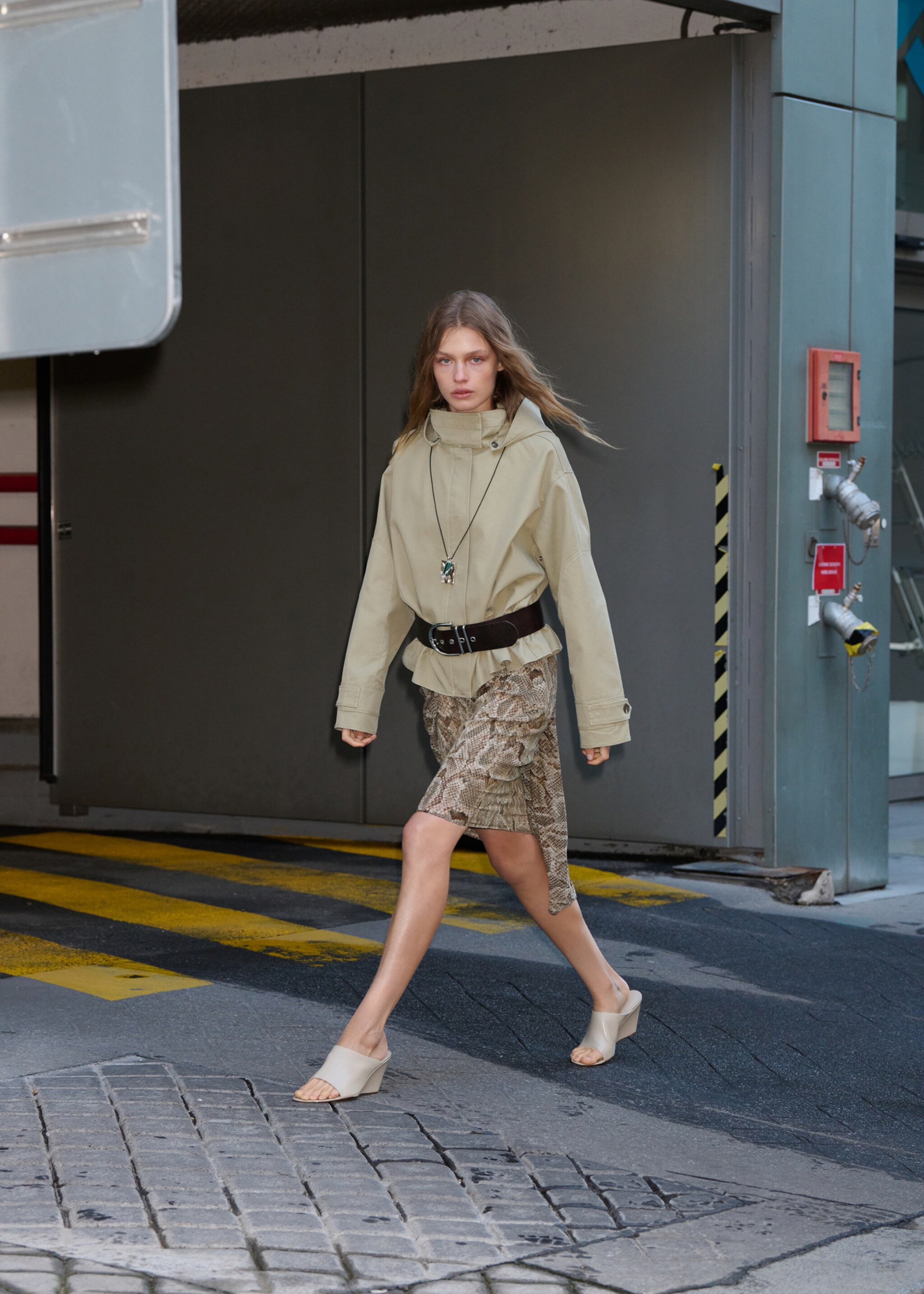 High-neck denim parka - General plane, Khaki. Ref: 27065989-00.