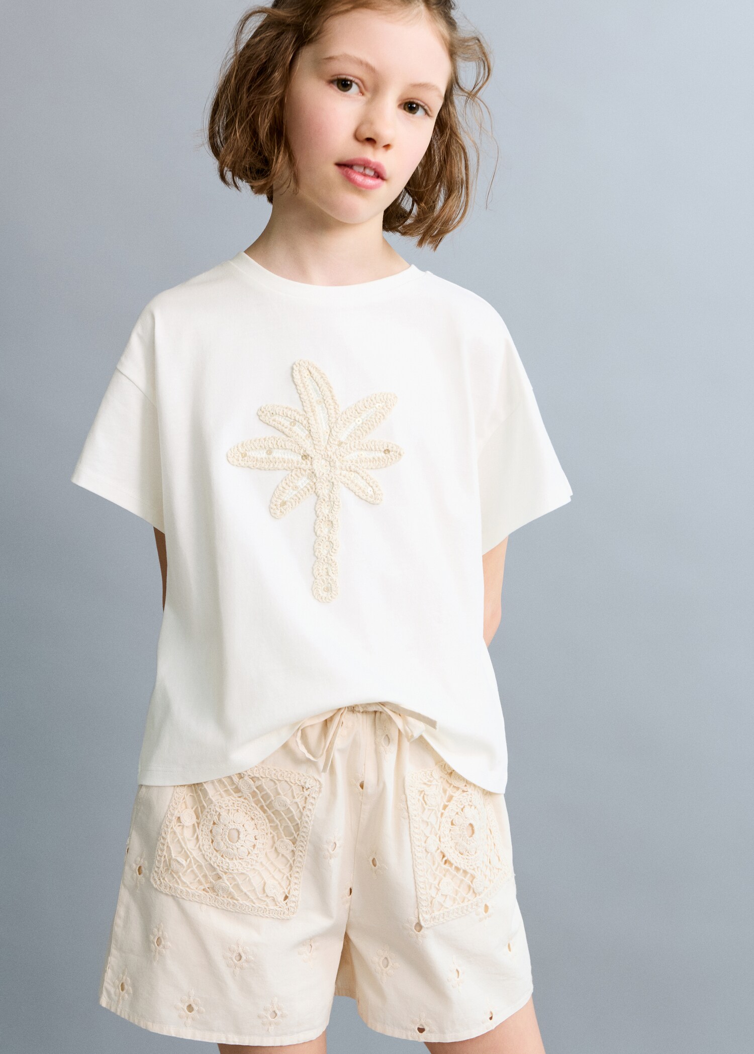 Embroidered straight-fit shorts - General plane