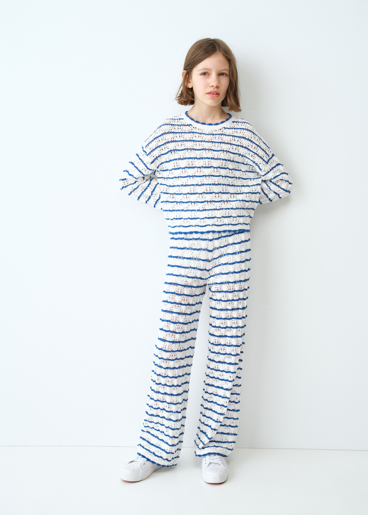 Pull-over maille ajourée rayures - Plan général