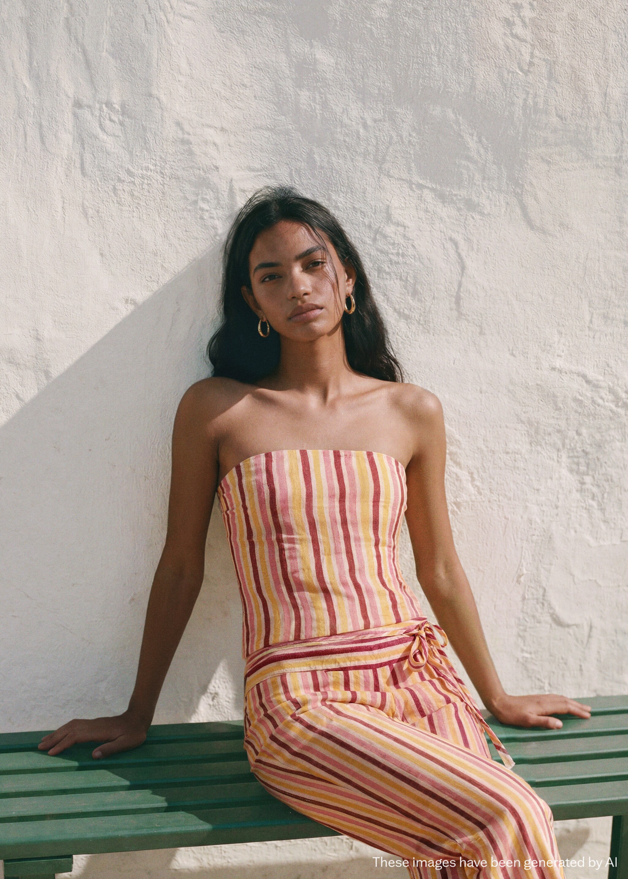 Striped strapless top - General plane, Mustard. Ref: 27066735-00.