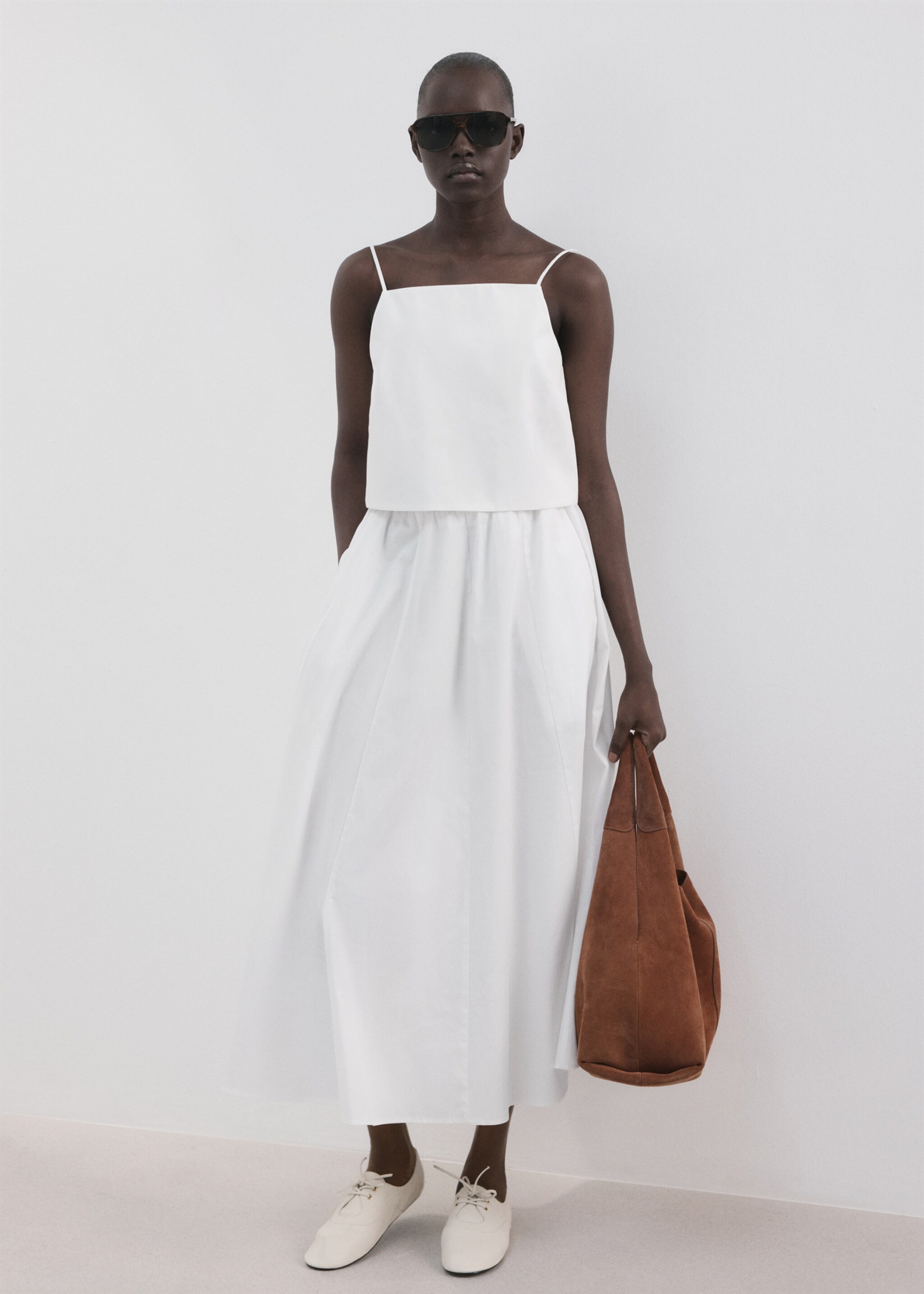 Crop top coton - Plan général, Blanc. Ref: 27066751-00.