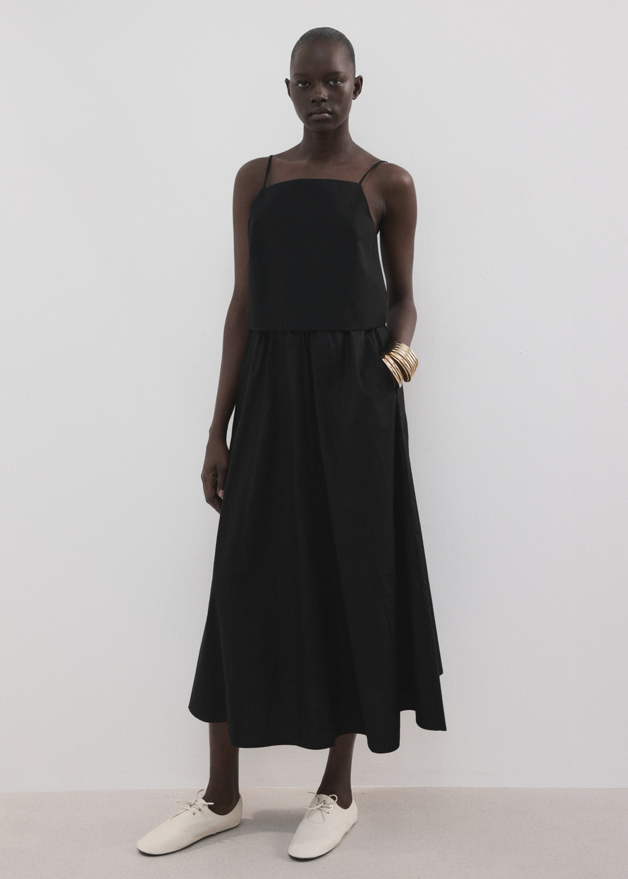 Cotton crop top - General plane, Black. Ref: 27066751-00.