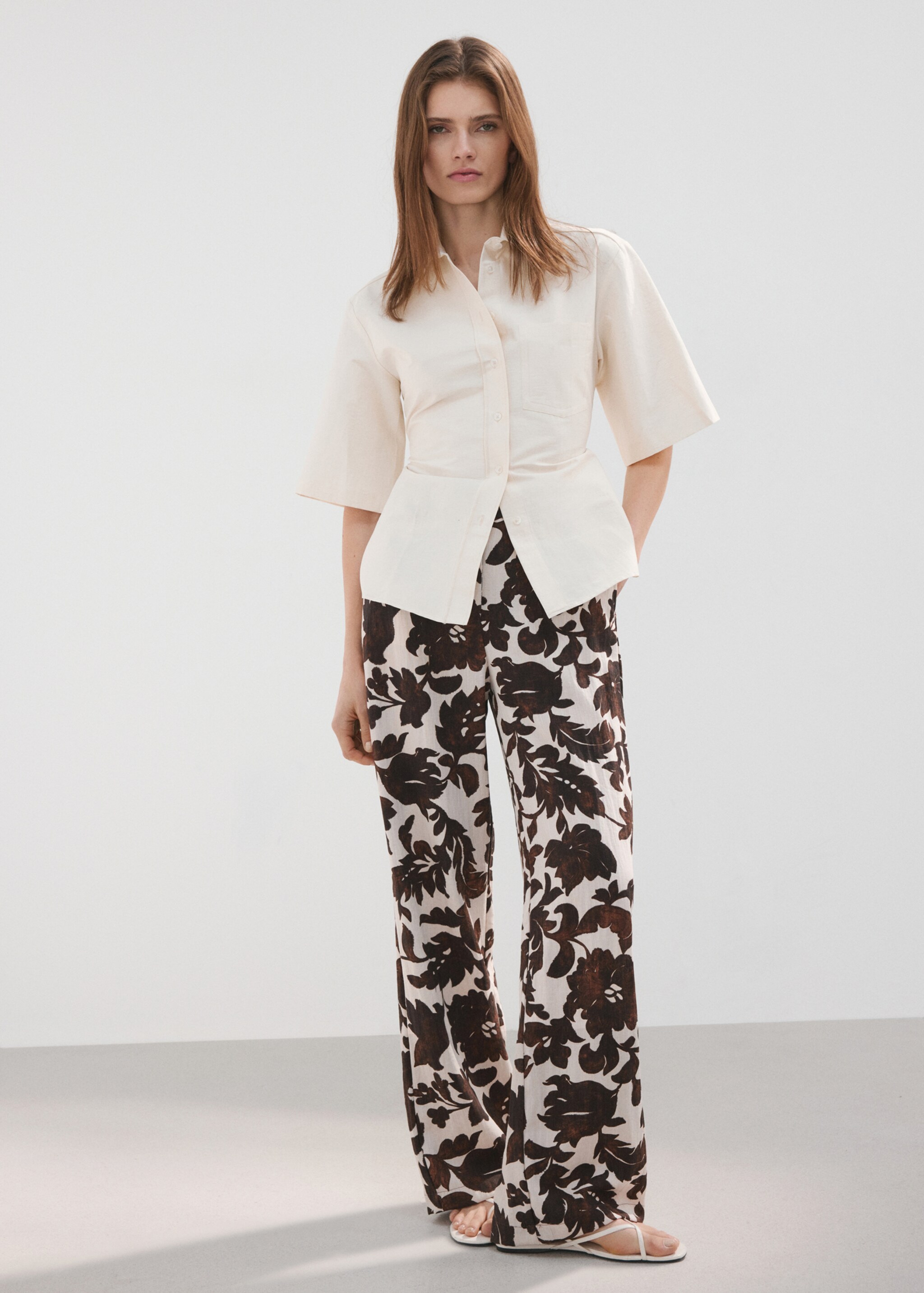 Floral print trousers - General plane, Brown. Ref: 27067148-00.