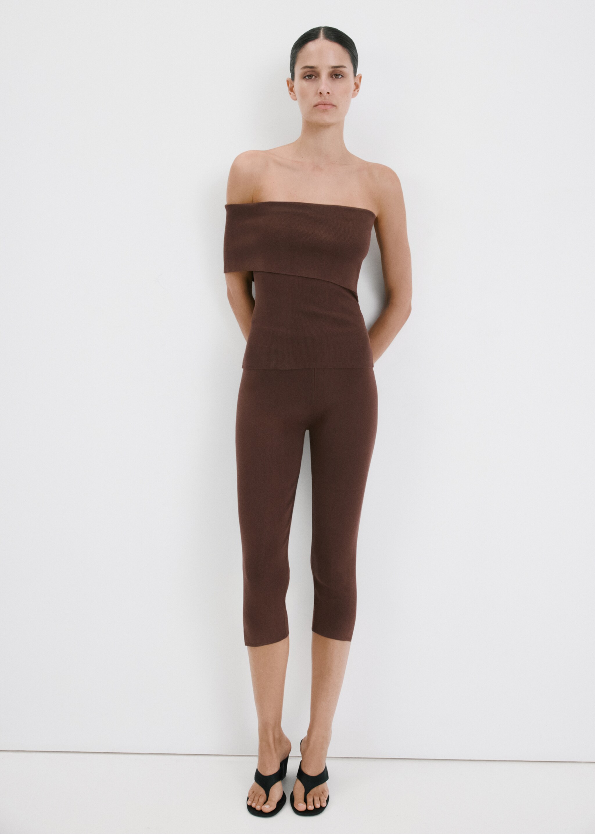 Slit hem leggings - General plane, Chocolate. Ref: 27067155-00.