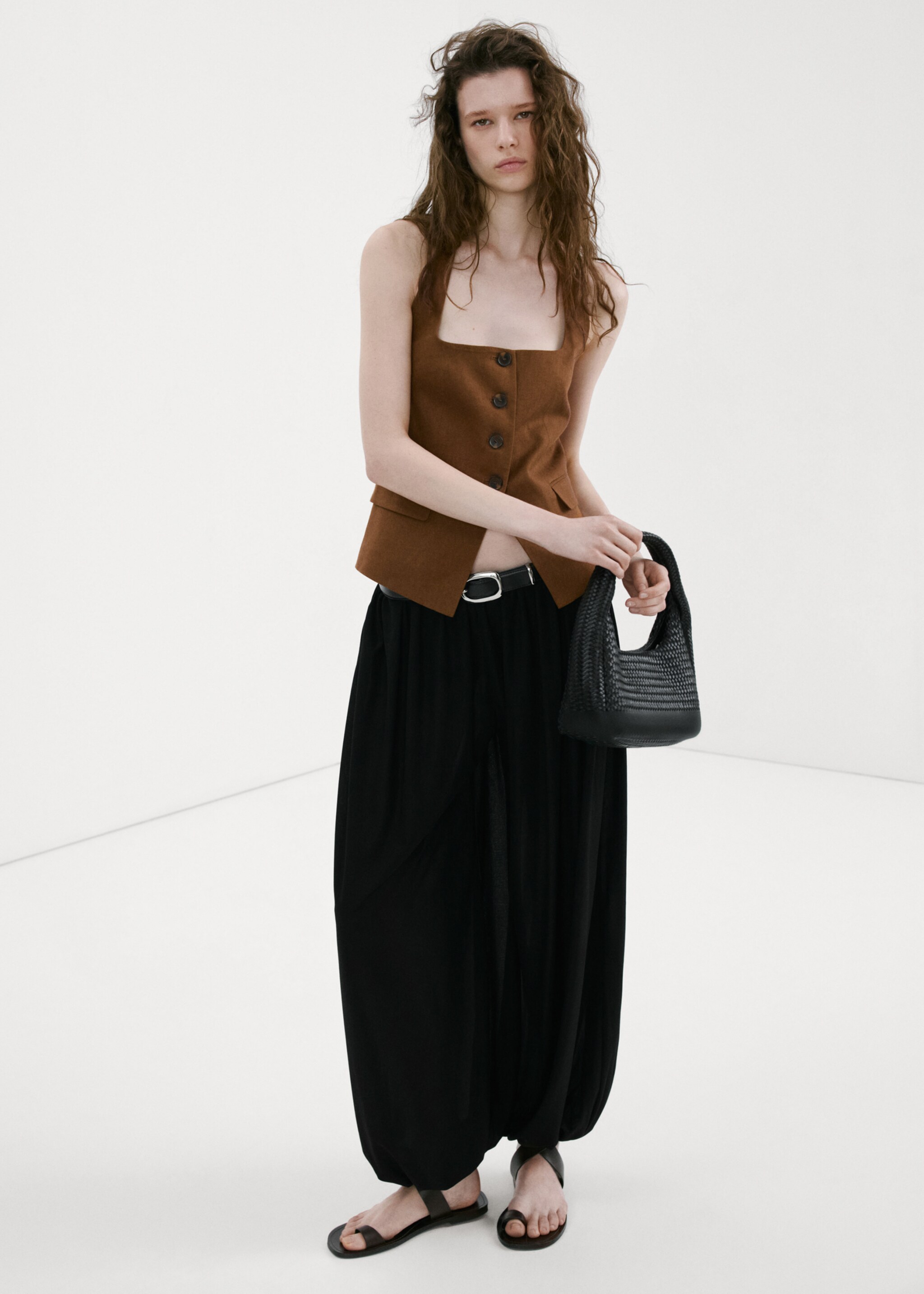 Linen suit waistcoat - General plane, Brown. Ref: 27067156-00.