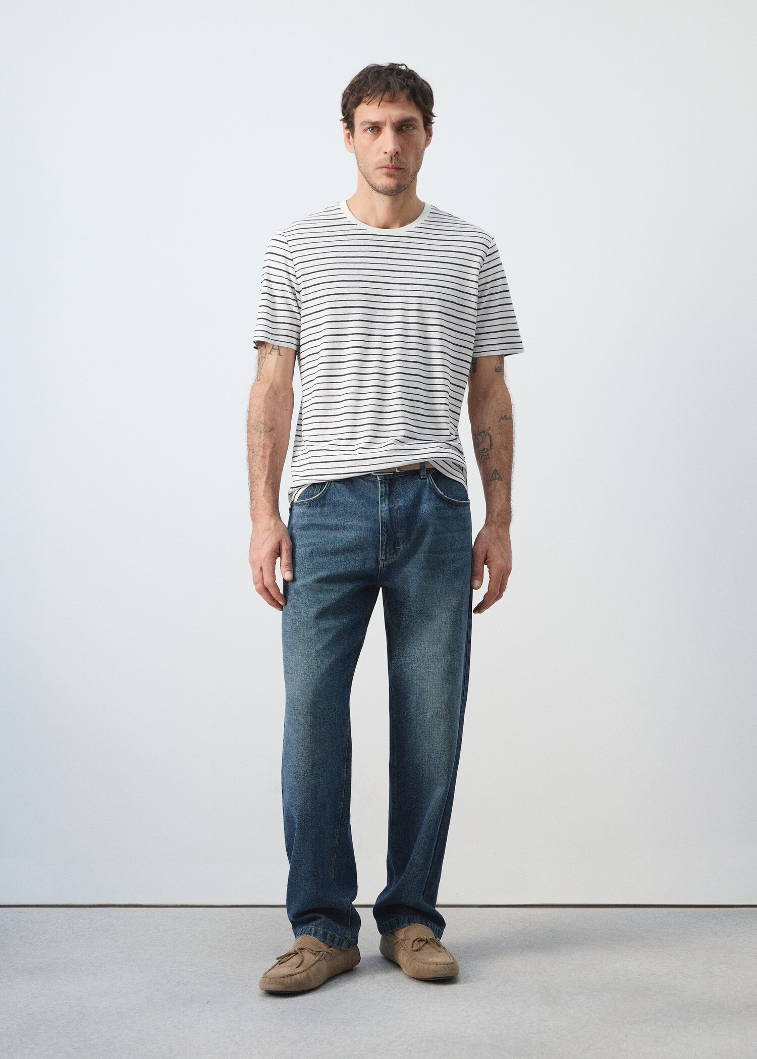 T-shirt lin slim-fit rayures - Plan général