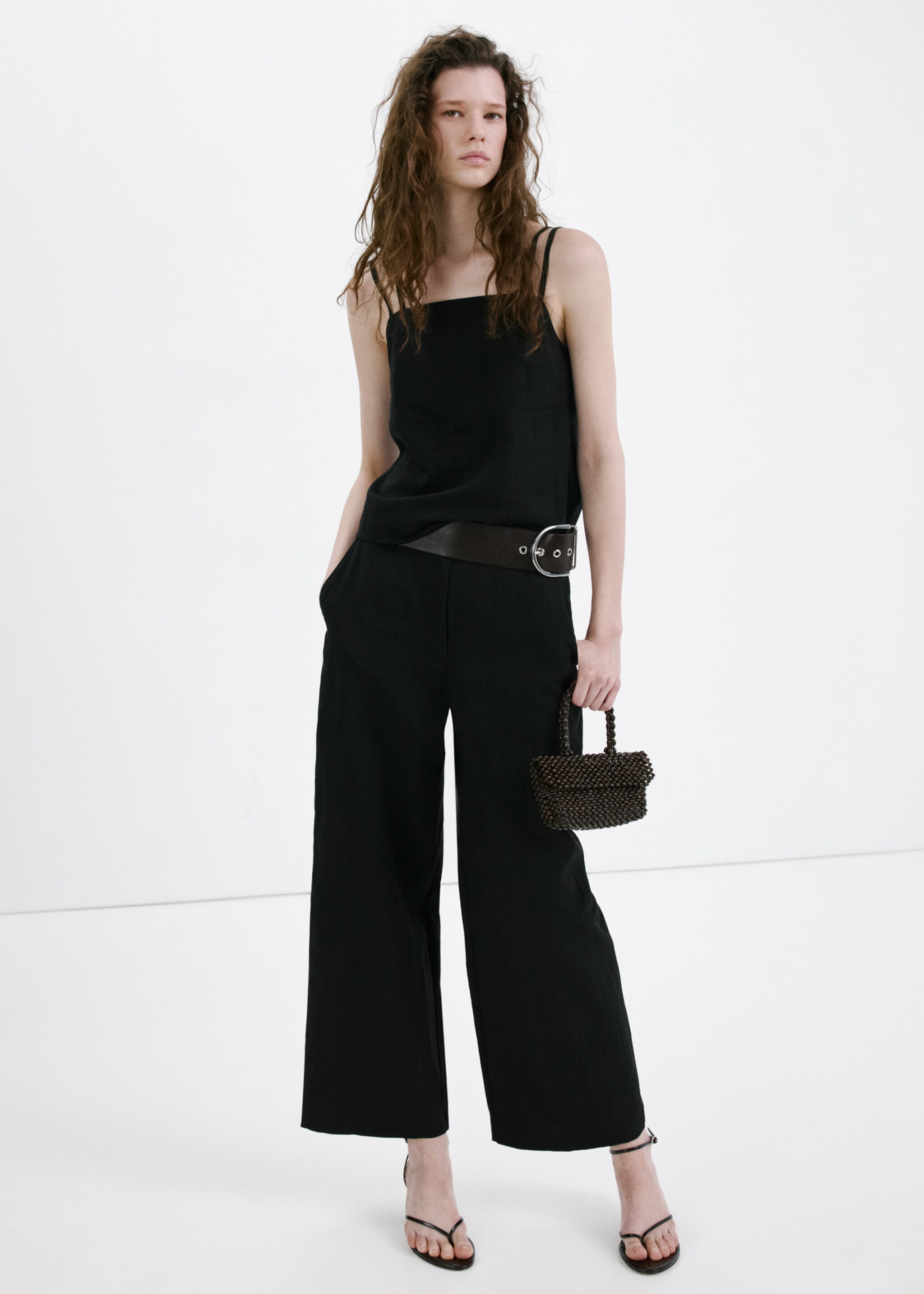 Lyocell top with double straps - General plane, Black. Ref: 27067917-00.