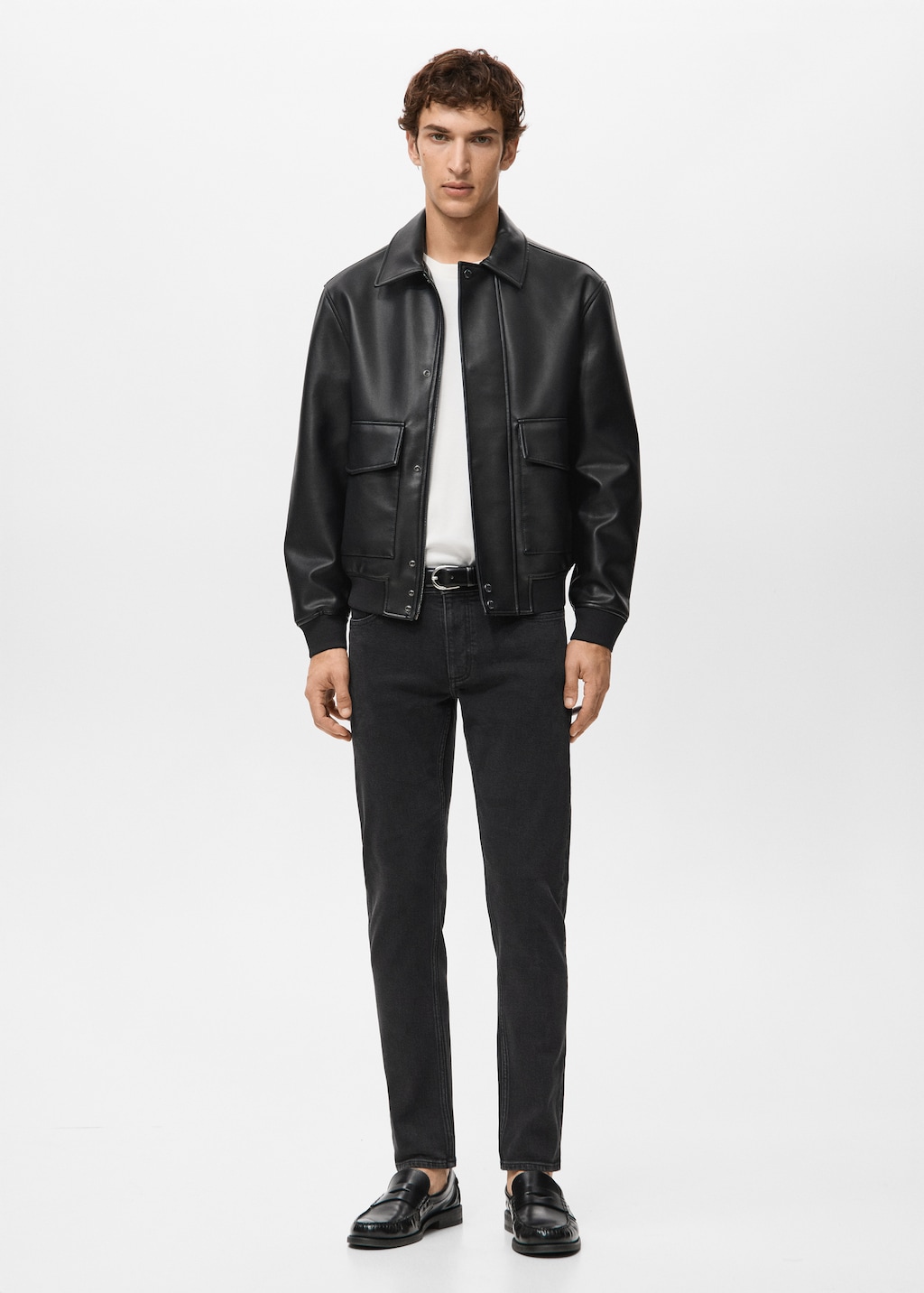 Faux-leather jacket with pockets - Men | MANGO USA