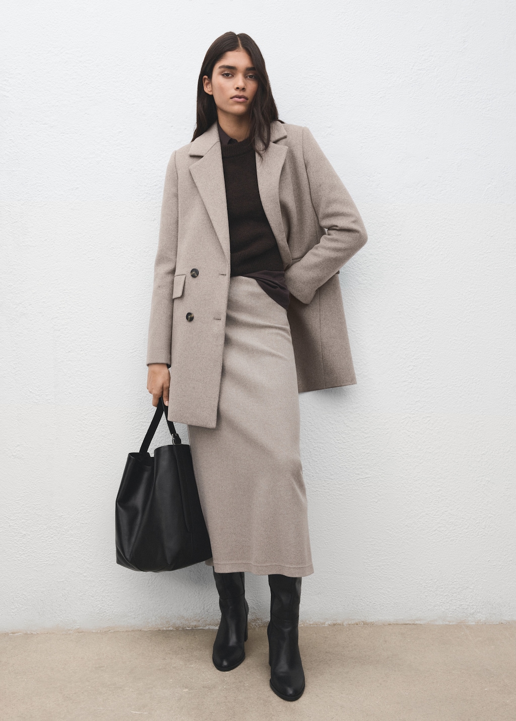 Mango Double-breasted wool blend coat