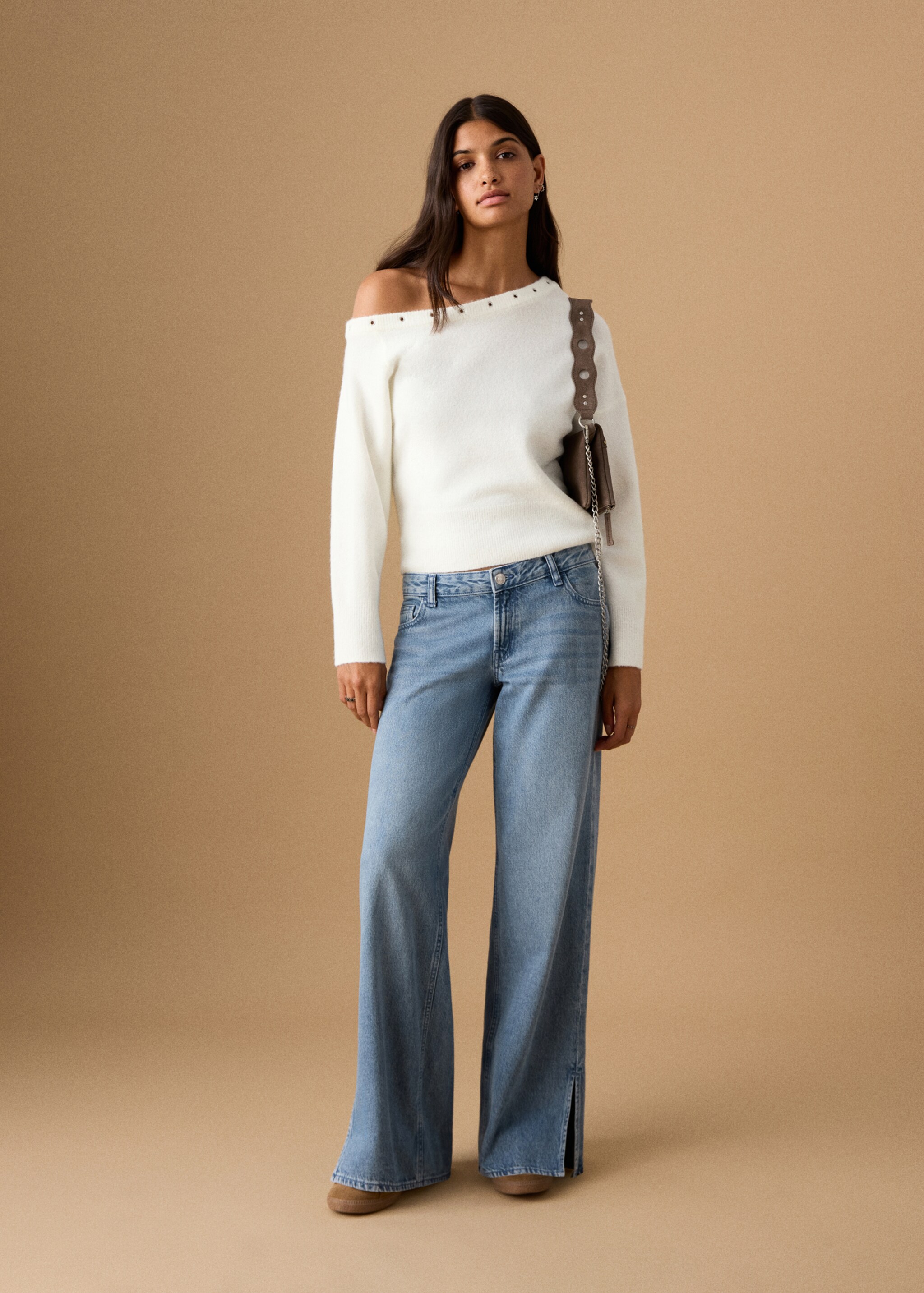 Asymmetrical studded sweater - General plane, Off White. Ref: 27071212-00.