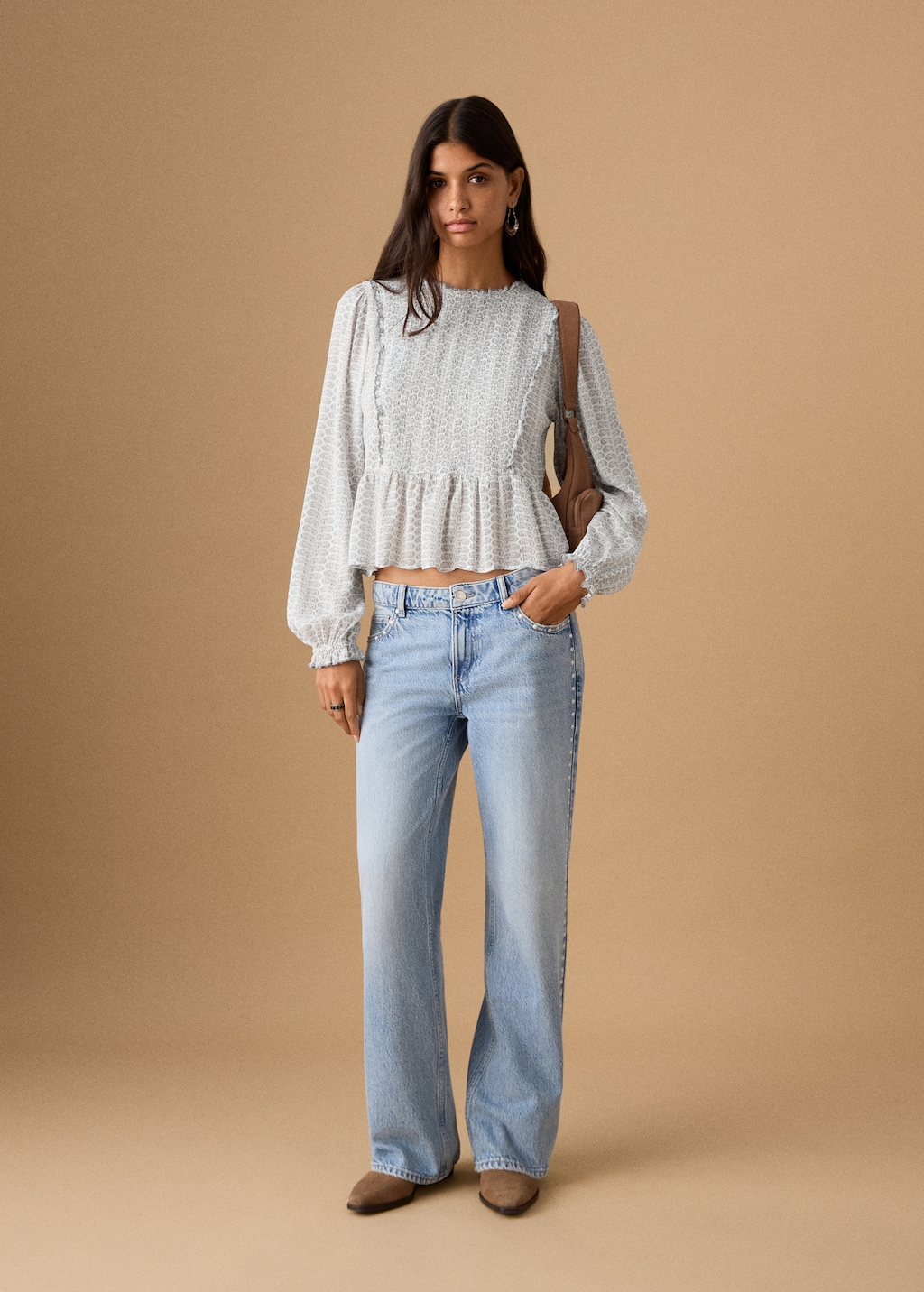 Ruched printed blouse