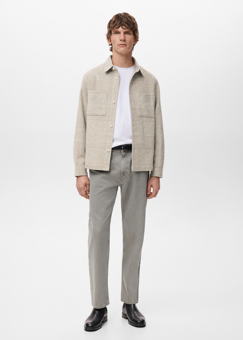 Check wool-blend overshirt