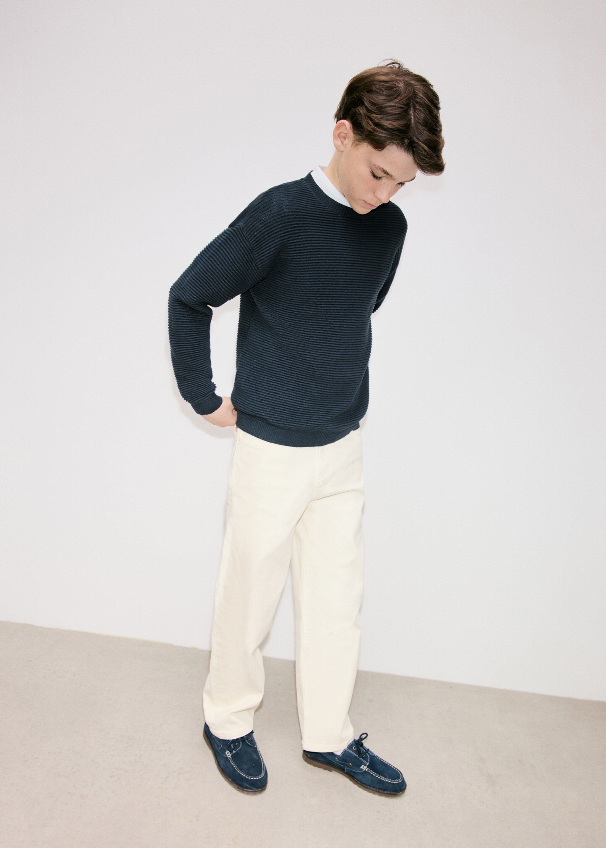 Straight cotton jeans - General plane, Ecru. Ref: 27071232-00.