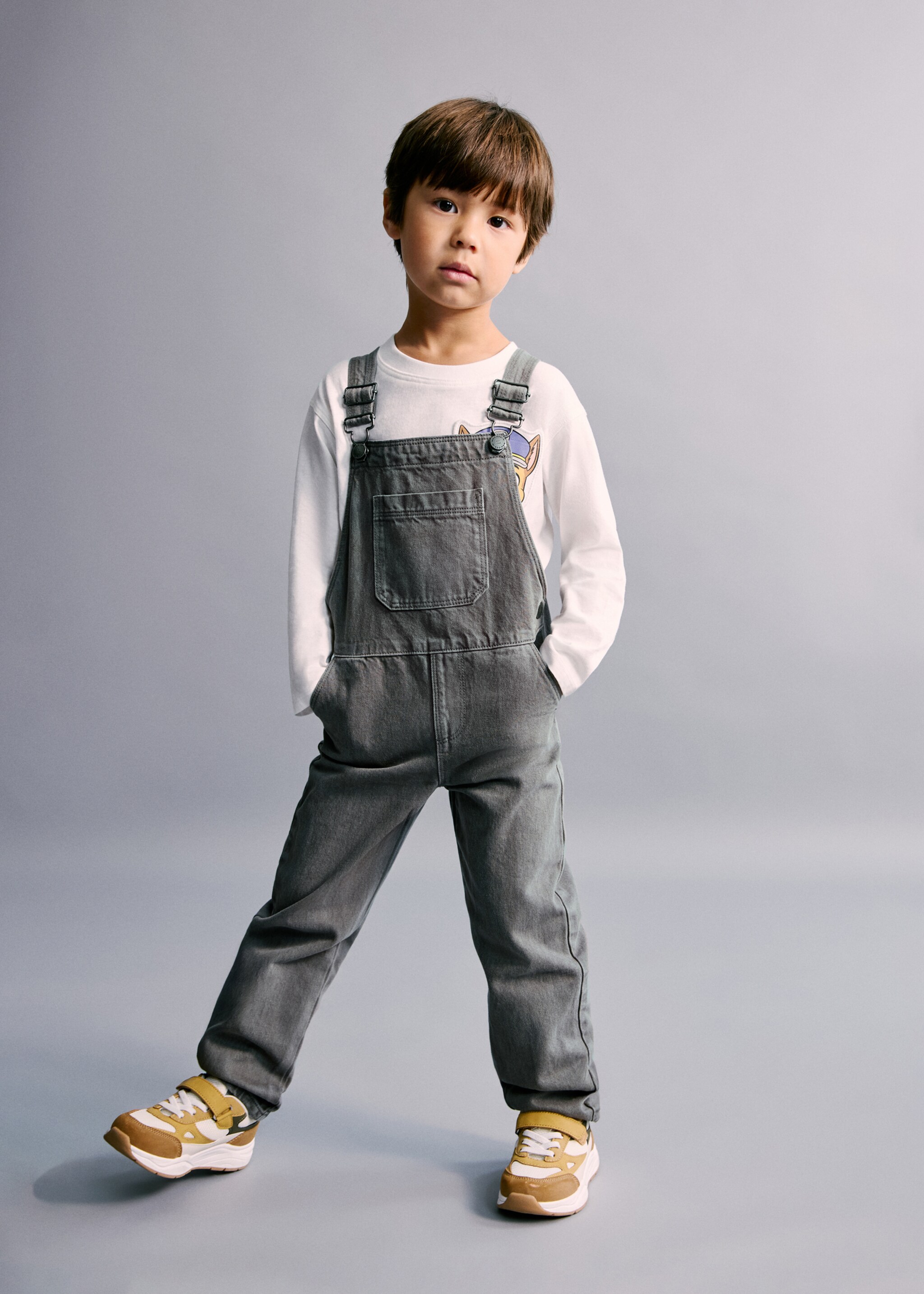 Straight denim dungarees - General plane, Charcoal. Ref: 27071239-00.