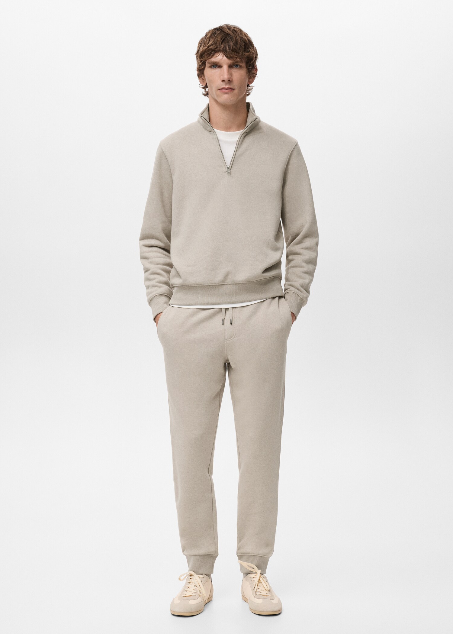 Cotton joggers with elastic waist - General plane