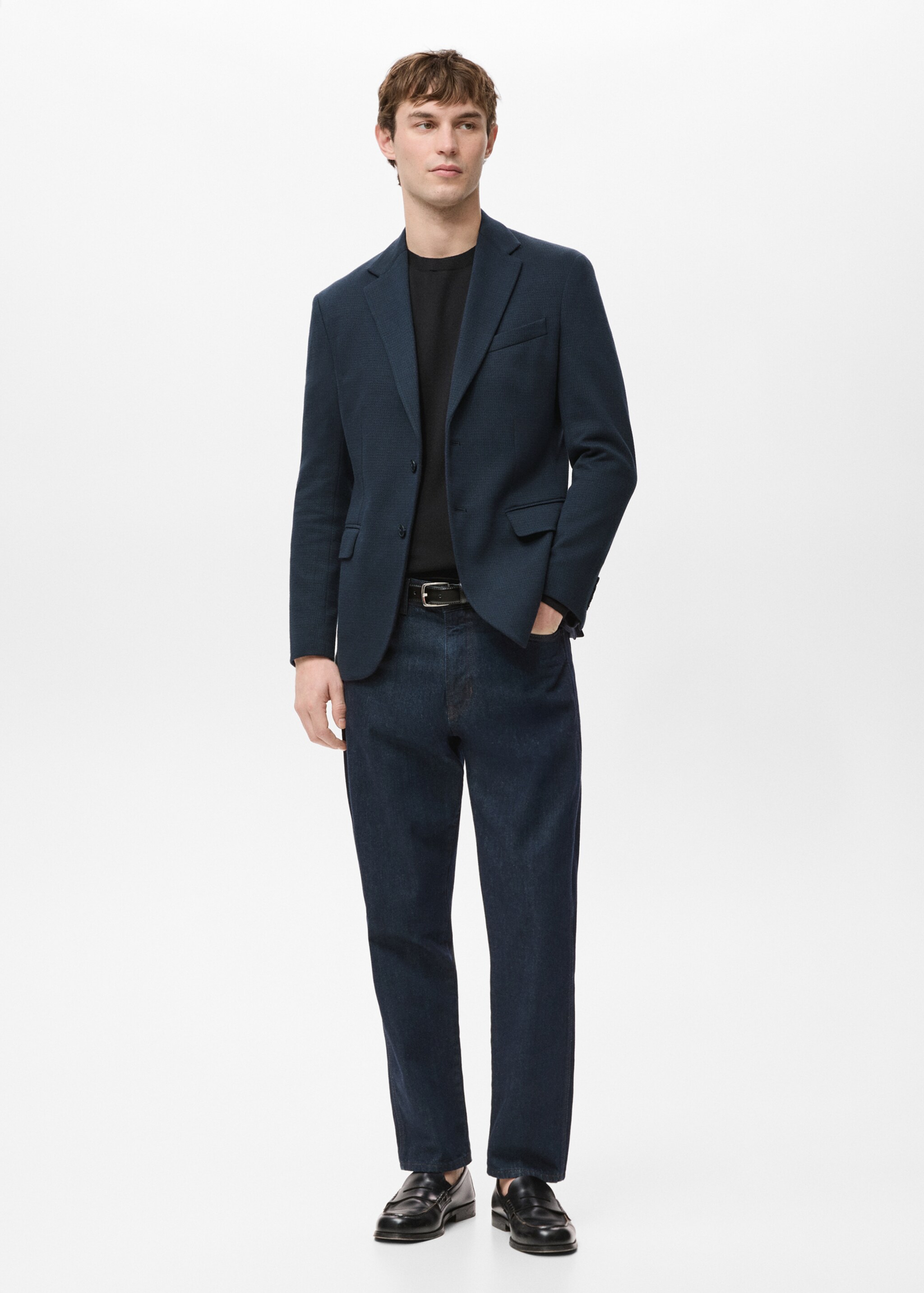Slim fit microstructure blazer - General plane, Navy. Ref: 27071263-00.