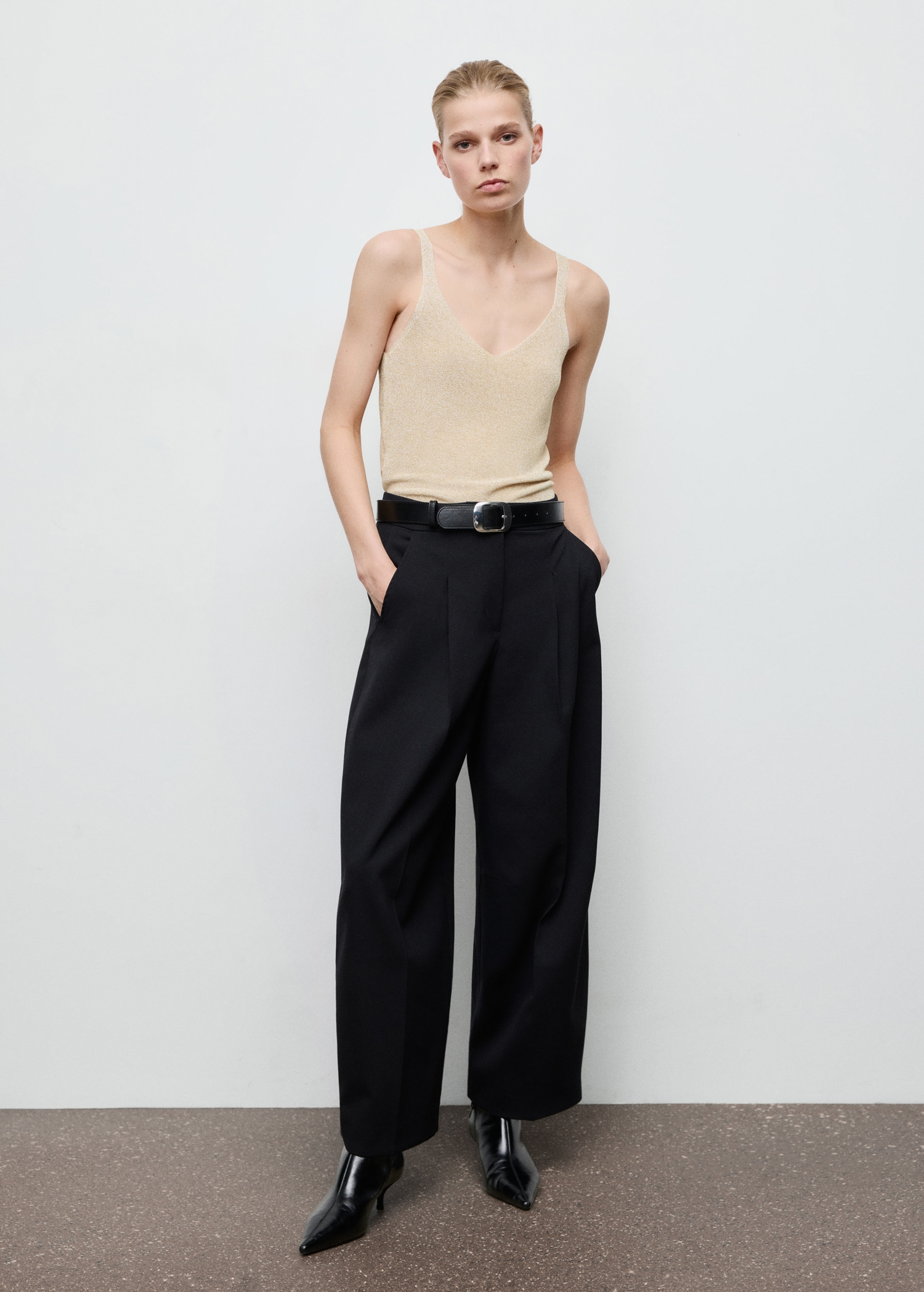 Top punt lúrex escot en punta - Pla general