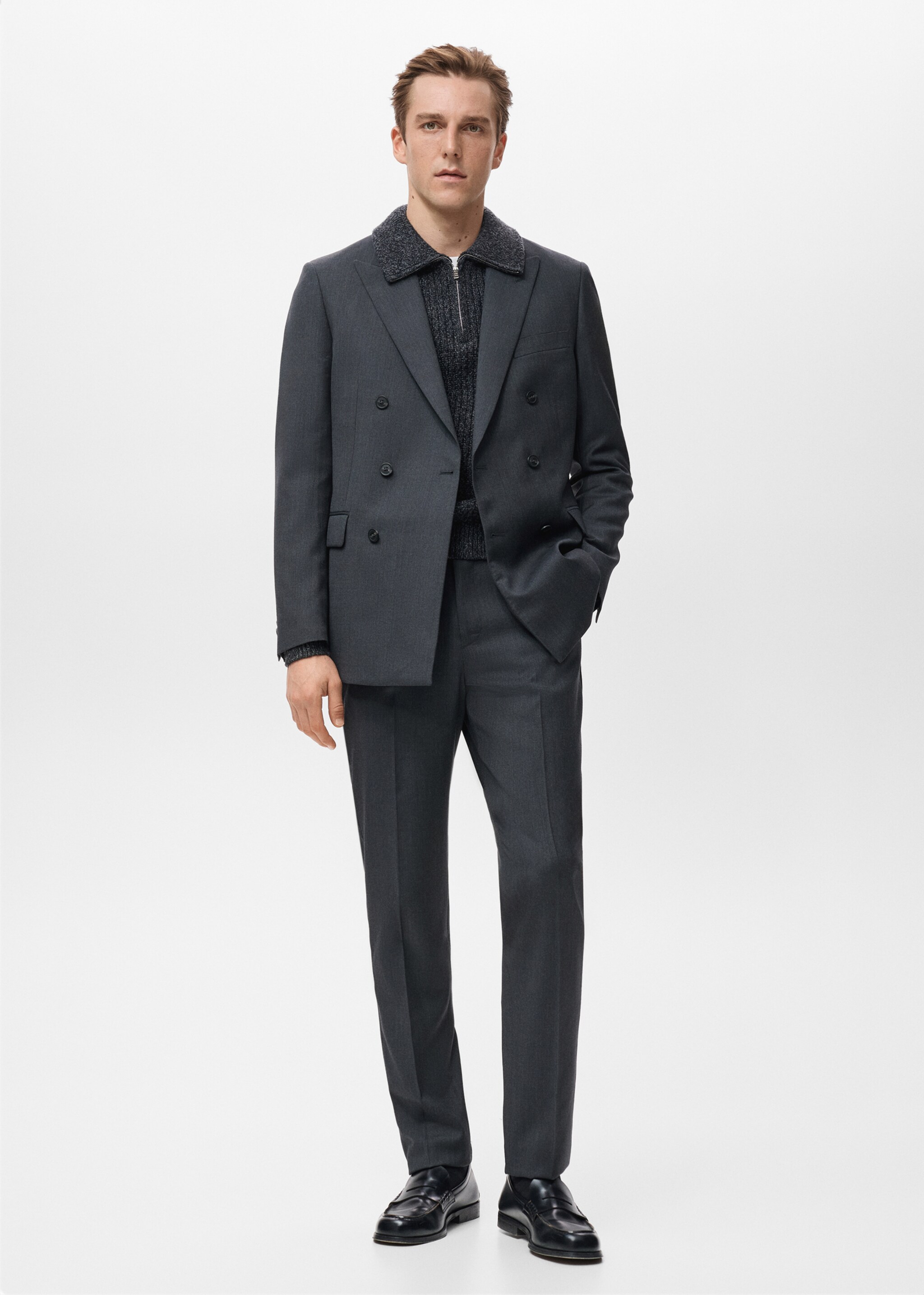 Turin 100% virgin wool suit trousers - General plane, Grey. Ref: 27071272-00.