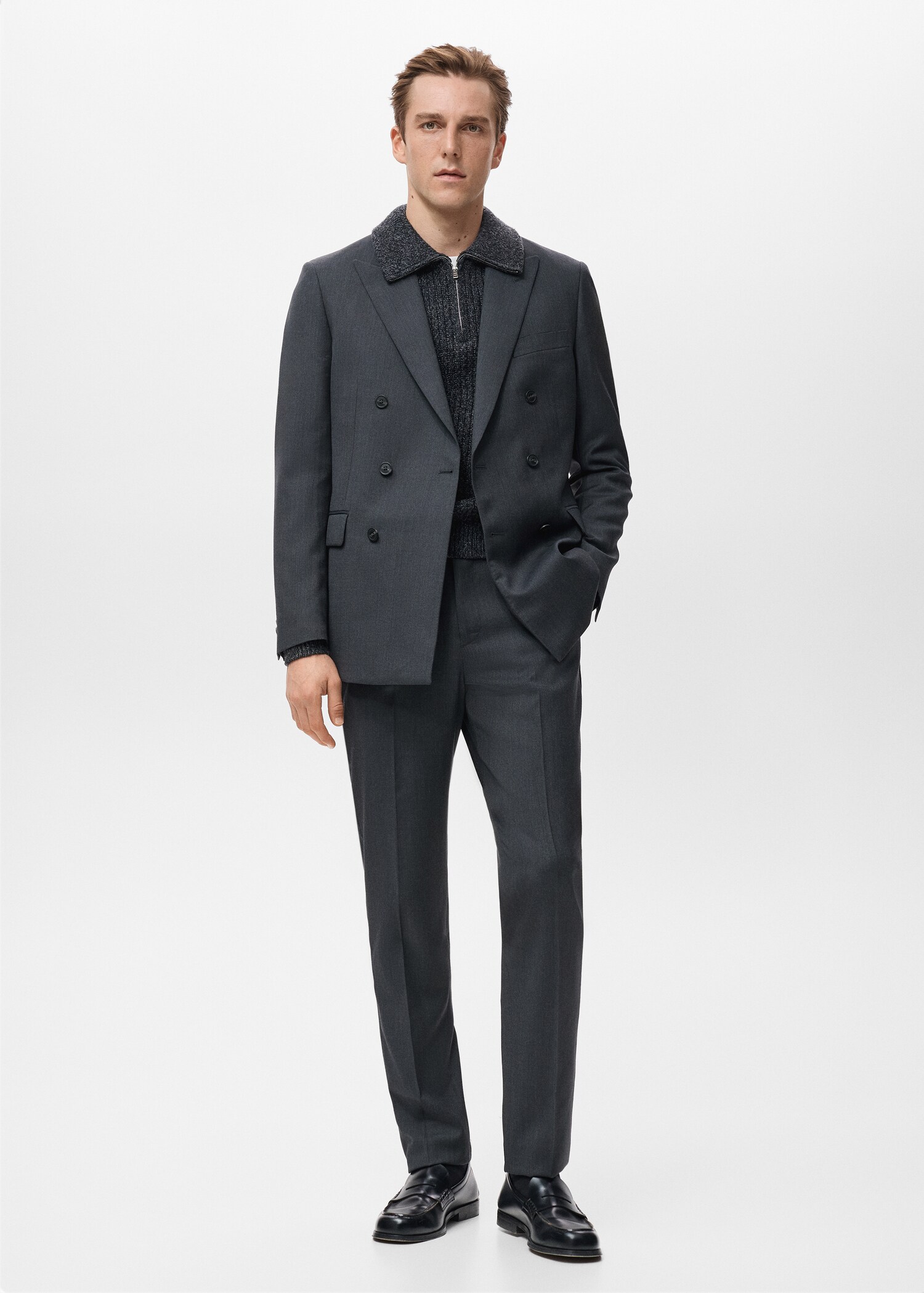 Turin 100% virgin wool suit trousers - General plane