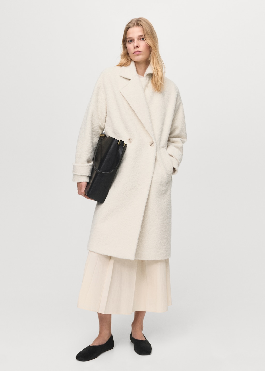Mango Lapels bouclé coat