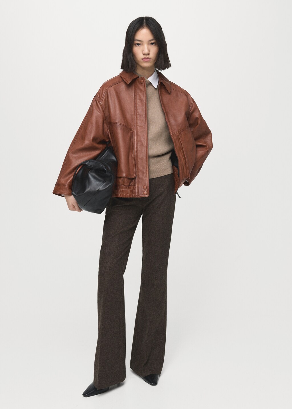 Oversized leather jacket