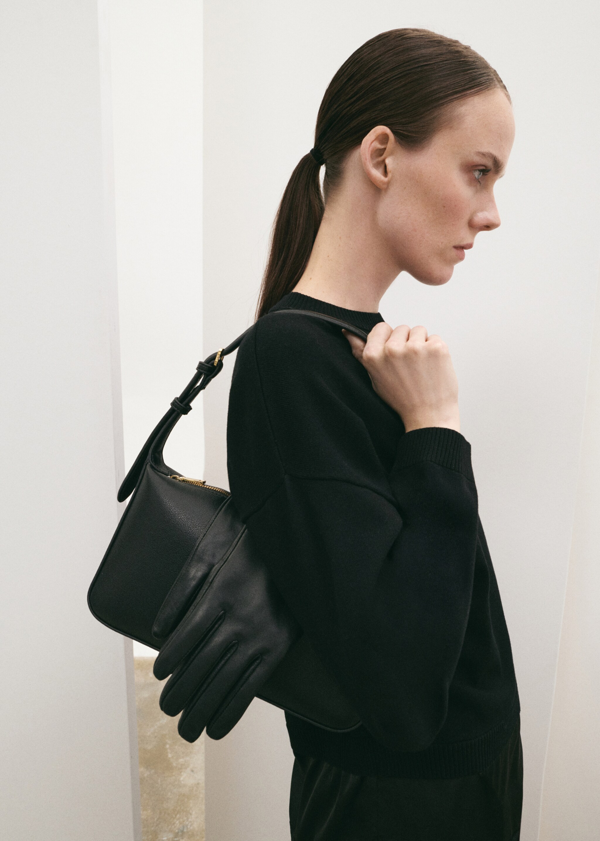 Sac porté épaule simili-cuir - Plan général, Noir. Ref: 27071286-00.