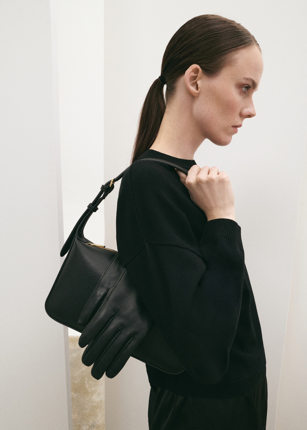 Faux-leather shoulder bag