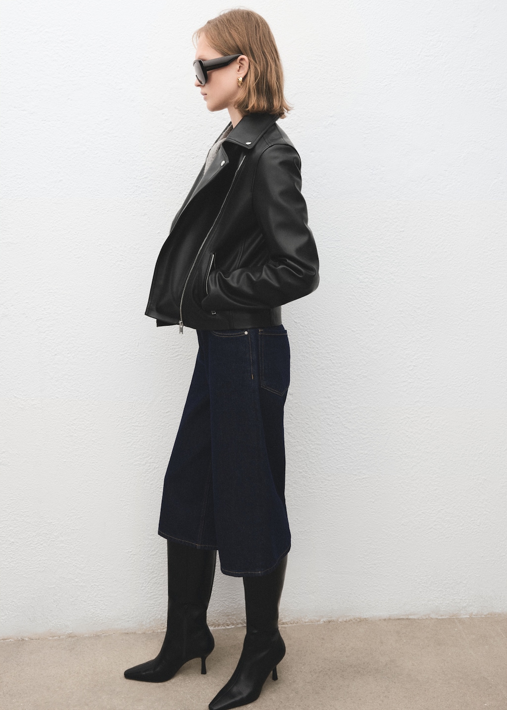 Faux-leather biker jacket