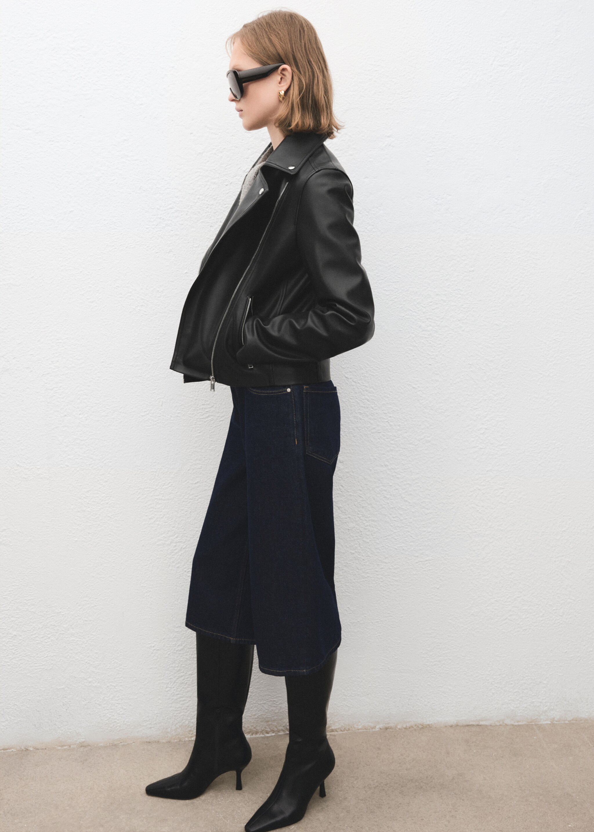 Faux leather biker jacket - General plane, Black. Ref: 27071311-00.