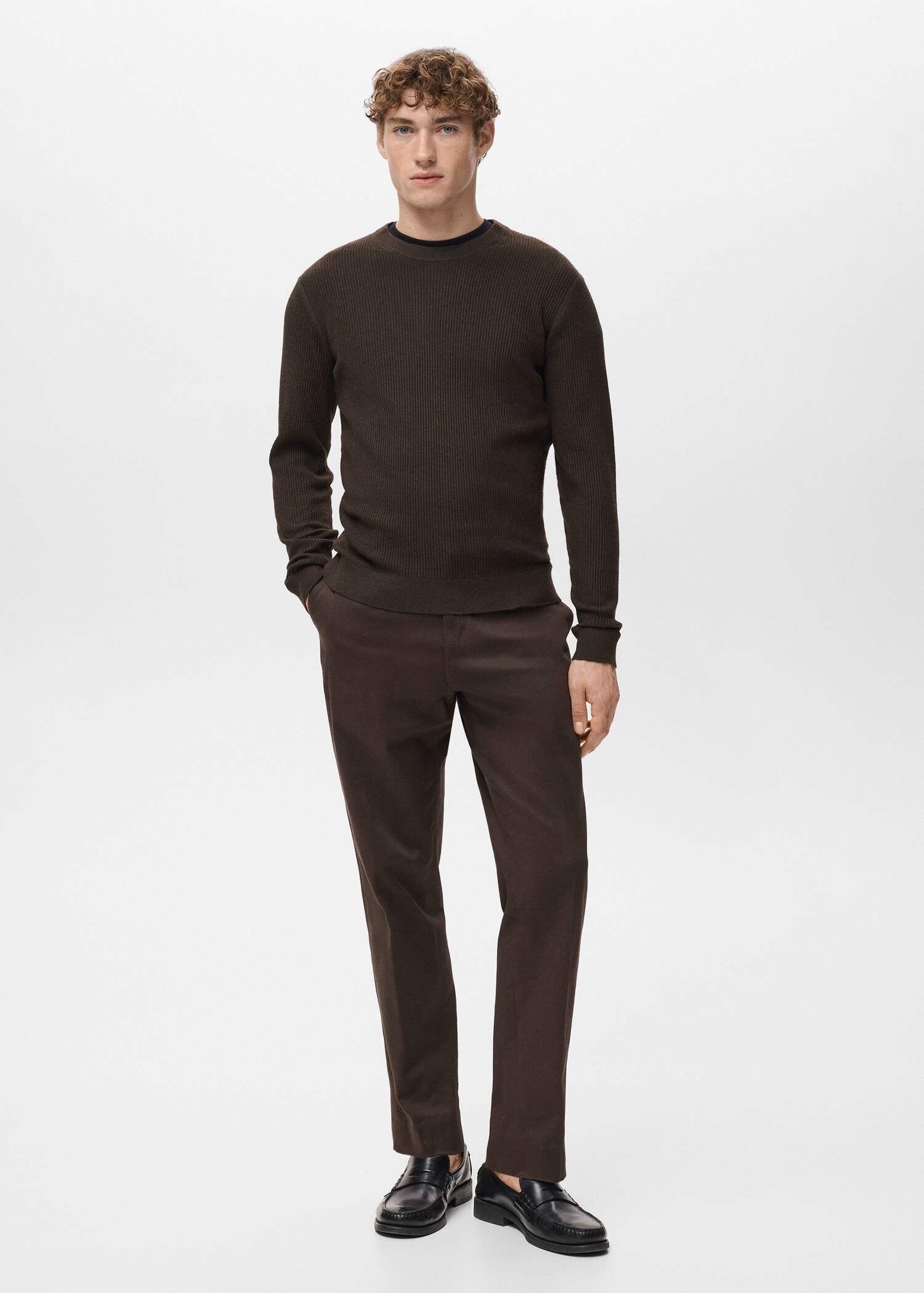 Fine rib-knit cotton sweater - General plane