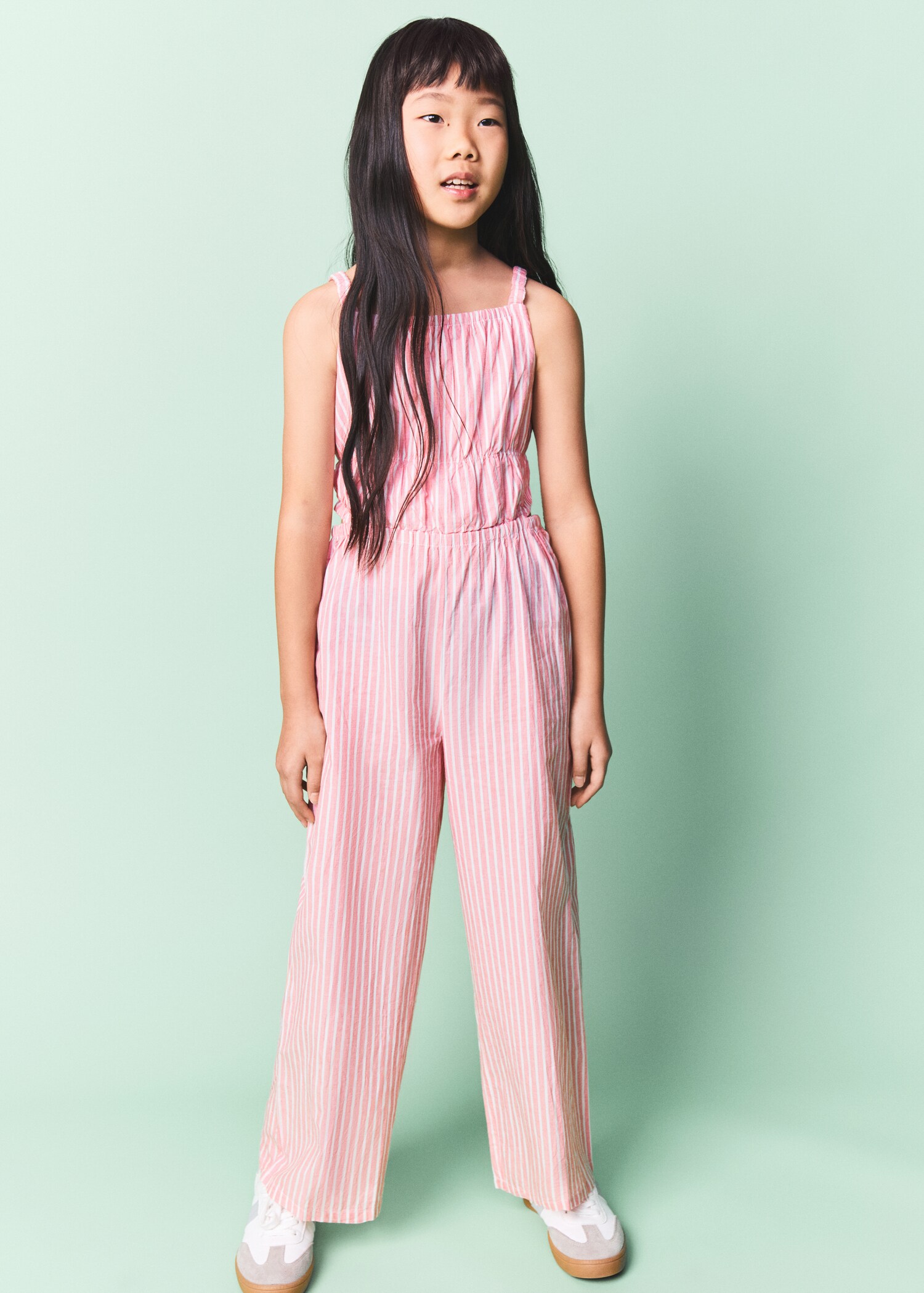 Striped jumpsuit with opening - General plane