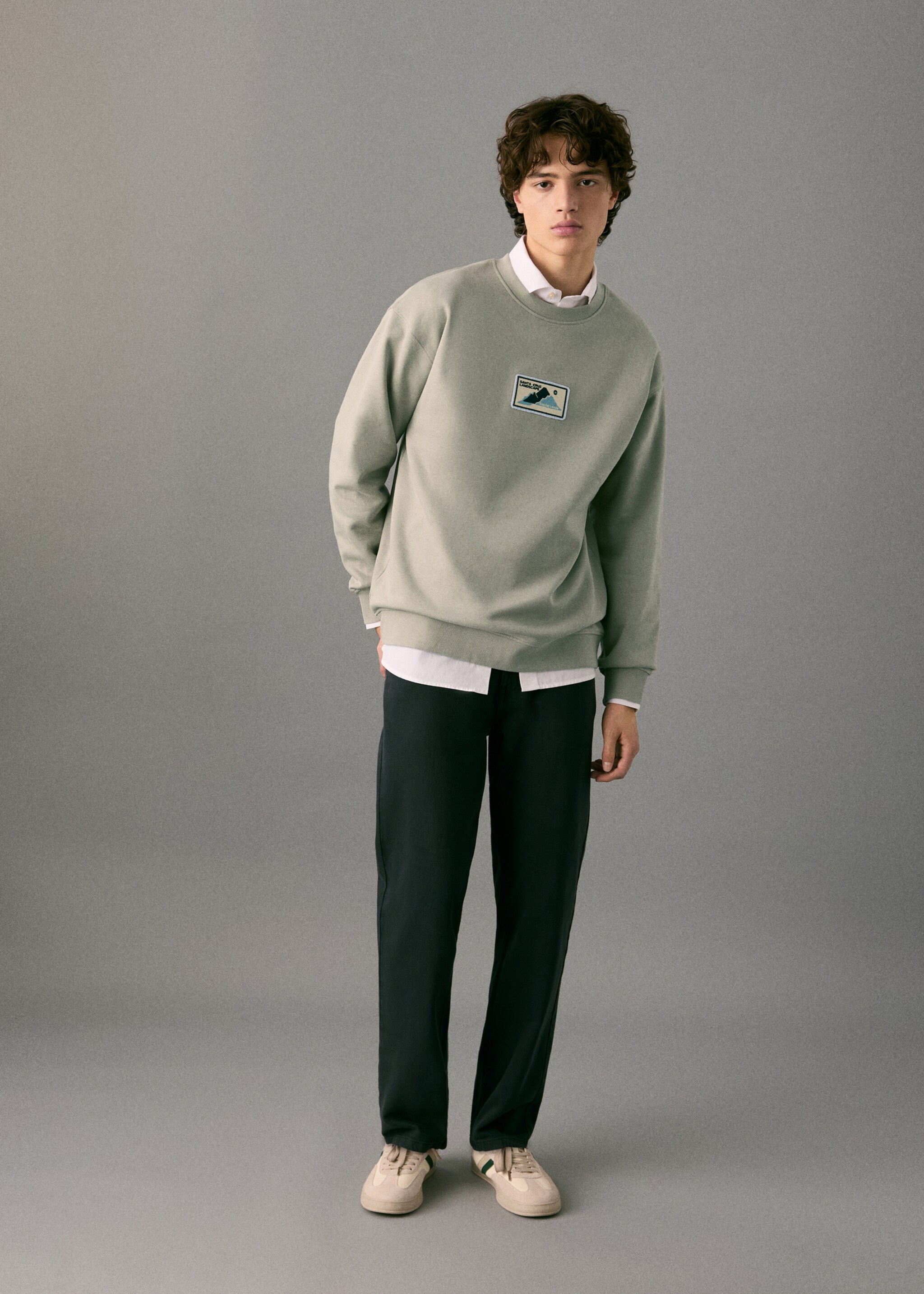 Patch cotton sweatshirt - General plane, Grey. Ref: 27071514-00.