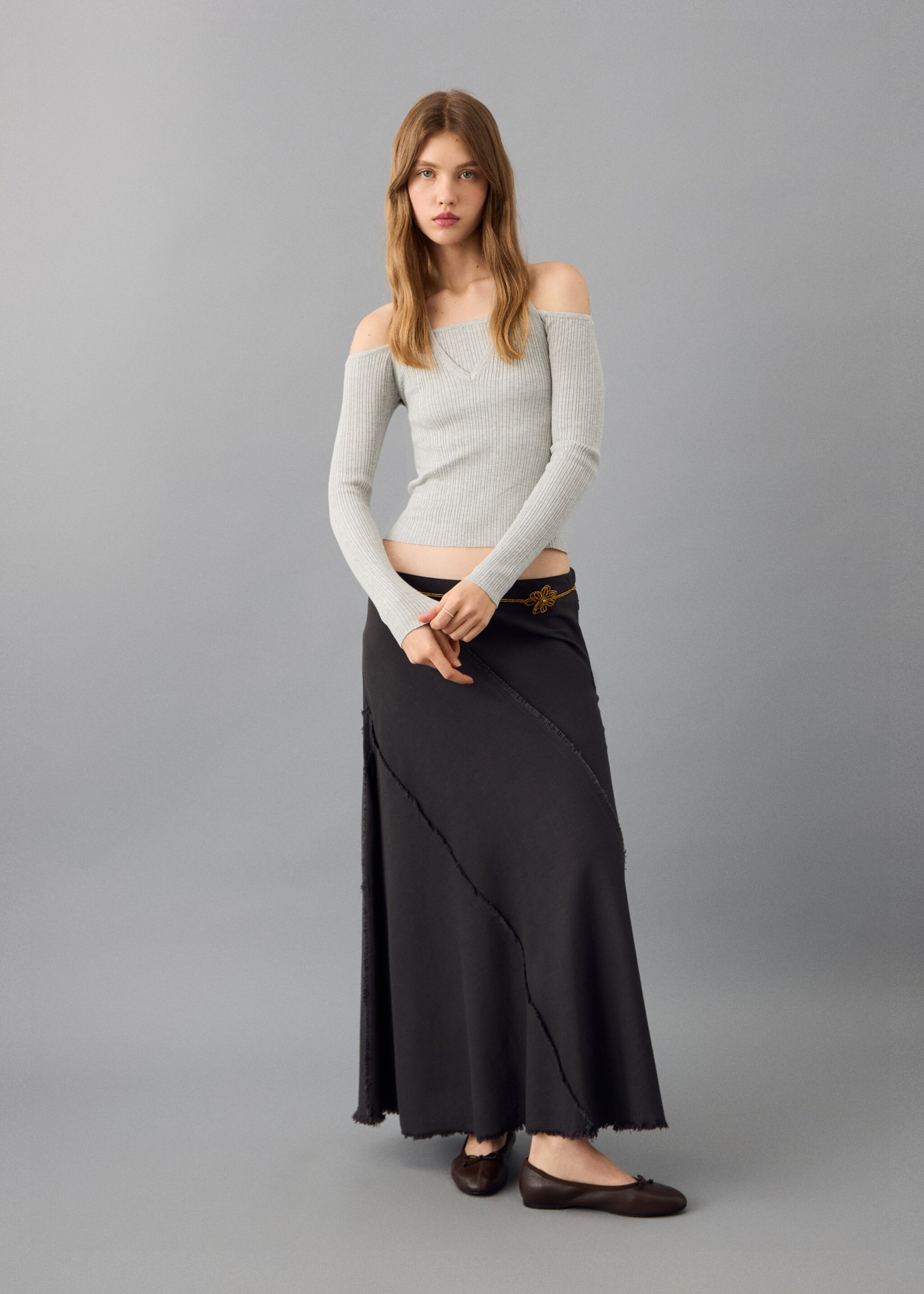 Top halter manga larga - Plano general, Gris claro vigoré. Ref: 27071529-00.