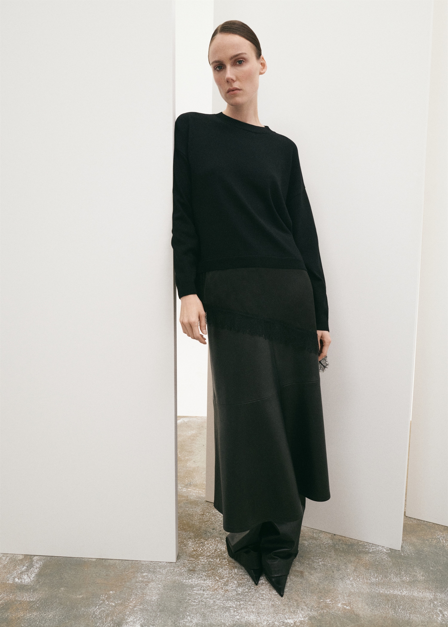 Pull long combiné dentelle - Plan général