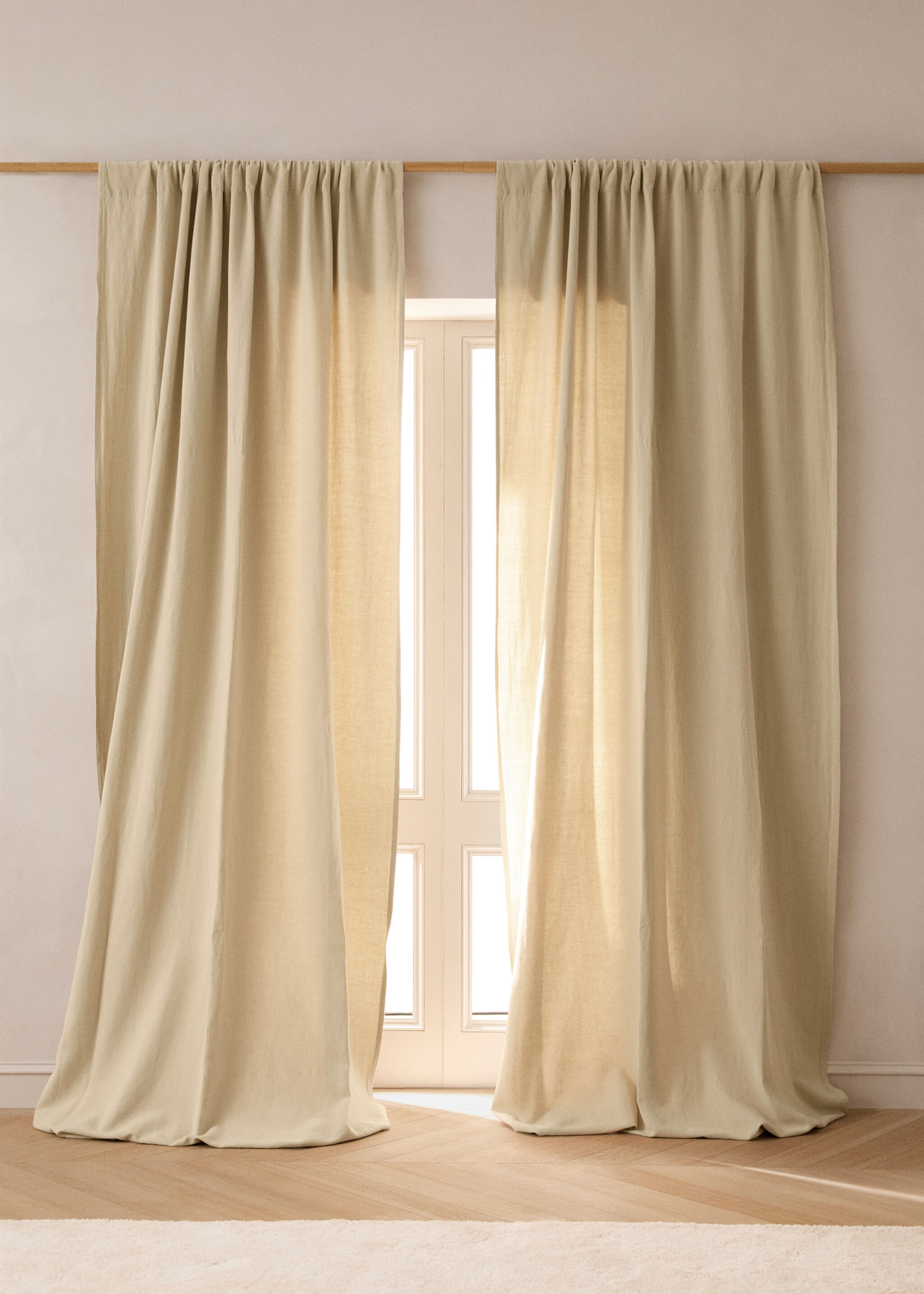 High opacity linen cotton curtain - General plane, Vanilla. Ref: 27073273-00.