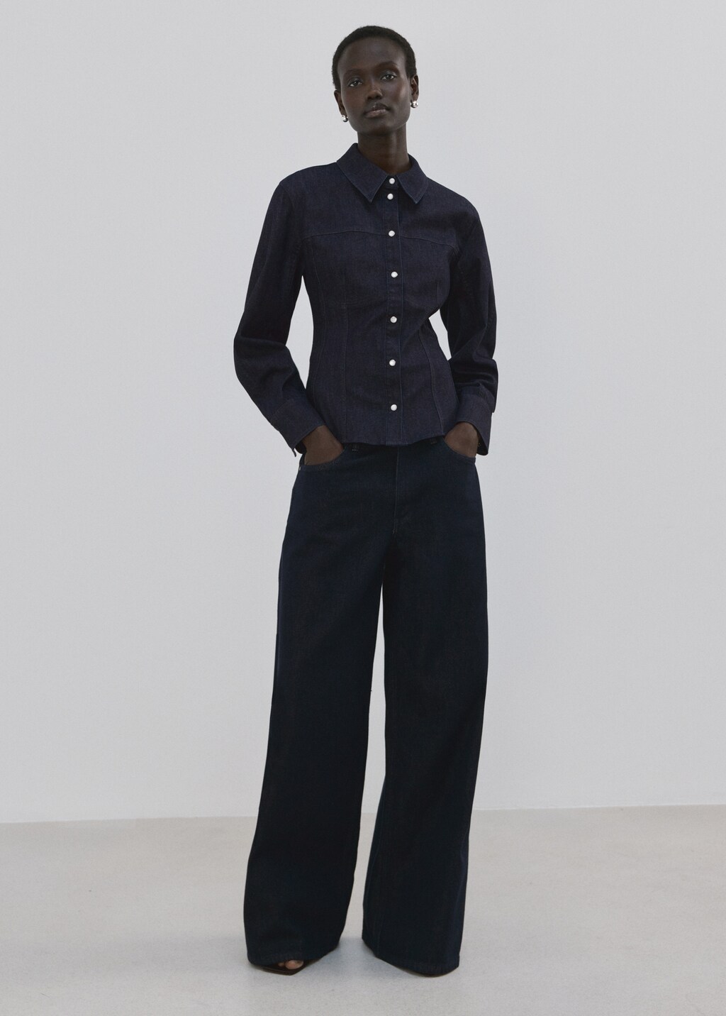 Denim shirt with seams - image 2