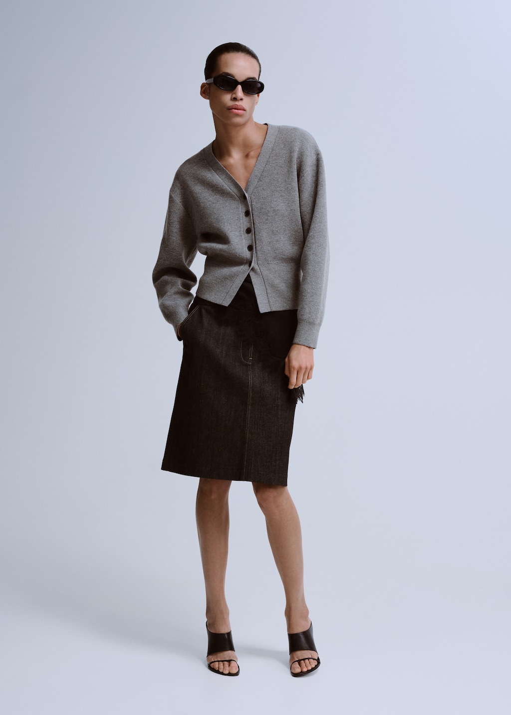 V-neck knitted cardigan - image 2