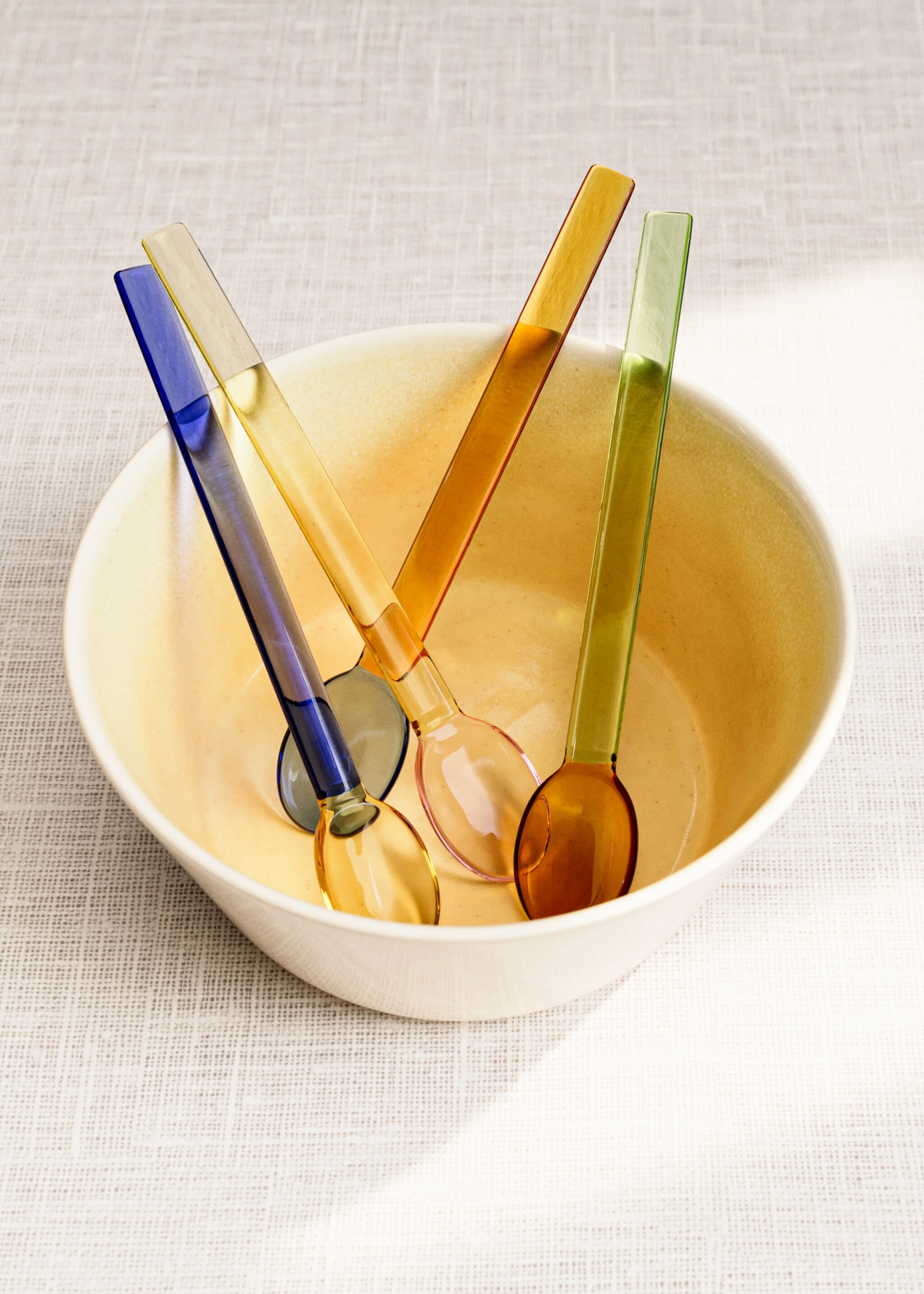 Pack of 4 bicolour borosilicate dessert spoons - General plane, Ink Blue. Ref: 27073309-00.